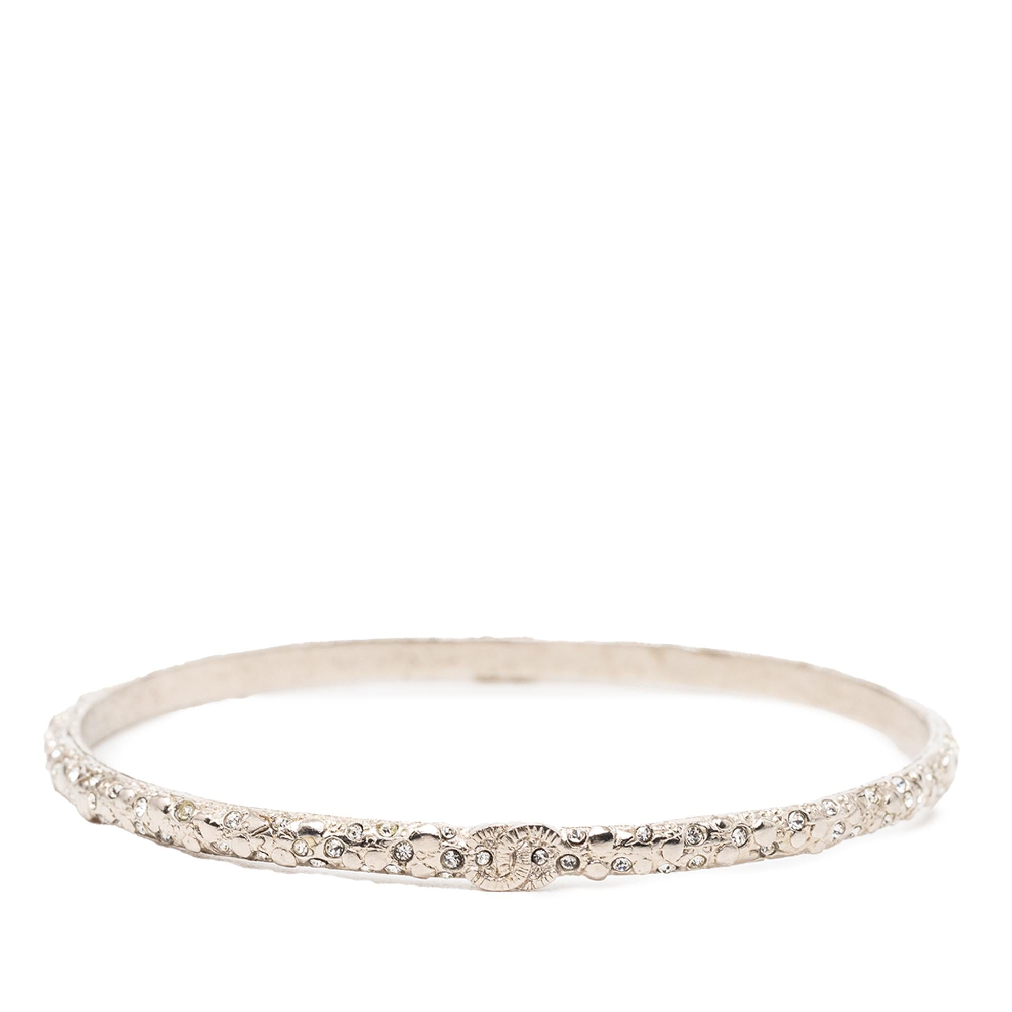 Chanel CC Silver Plated Strass Bangle