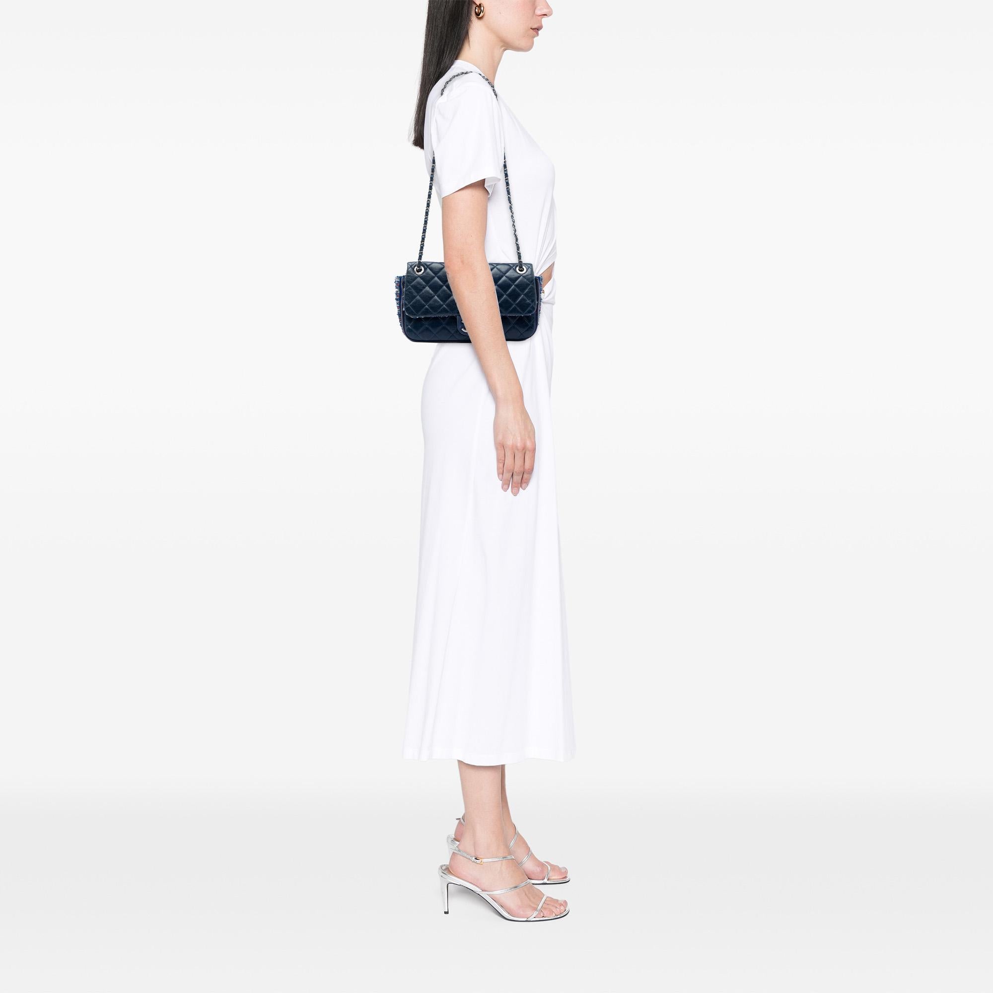 Chanel CC Wrinkled Lambskin and Tweed Shoulder Bag