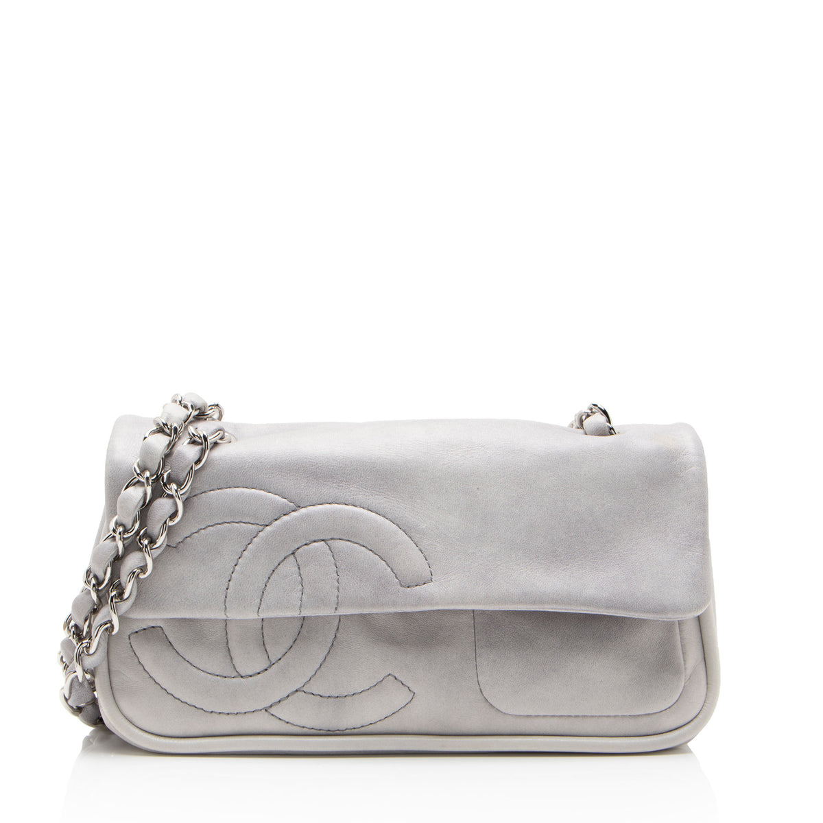 Chanel Calfskin Diagonal CC Flap Shoulder Bag
