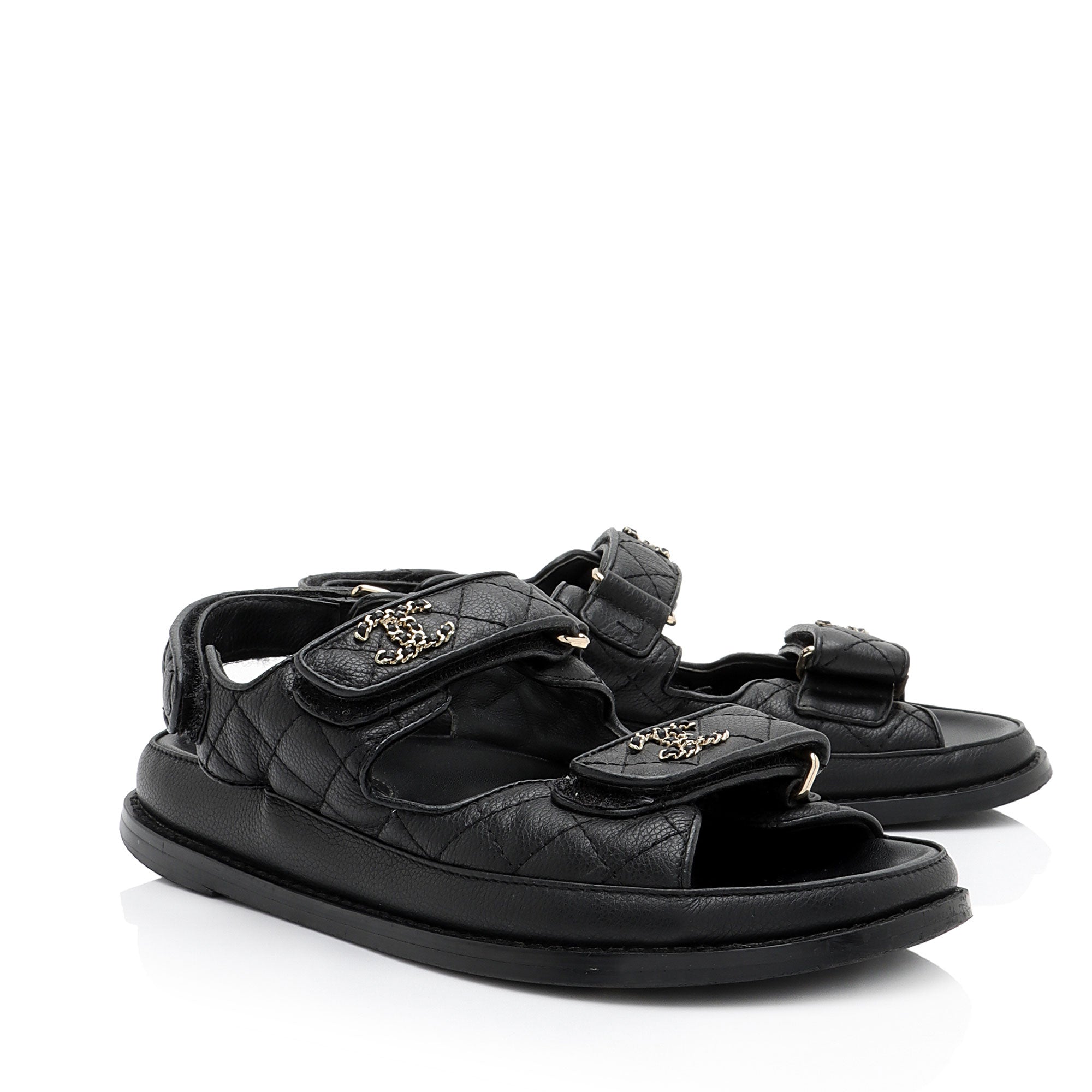 Chanel Calfskin Velcro Dad CC Sandals - Size 9 / 39 - FINAL SALE