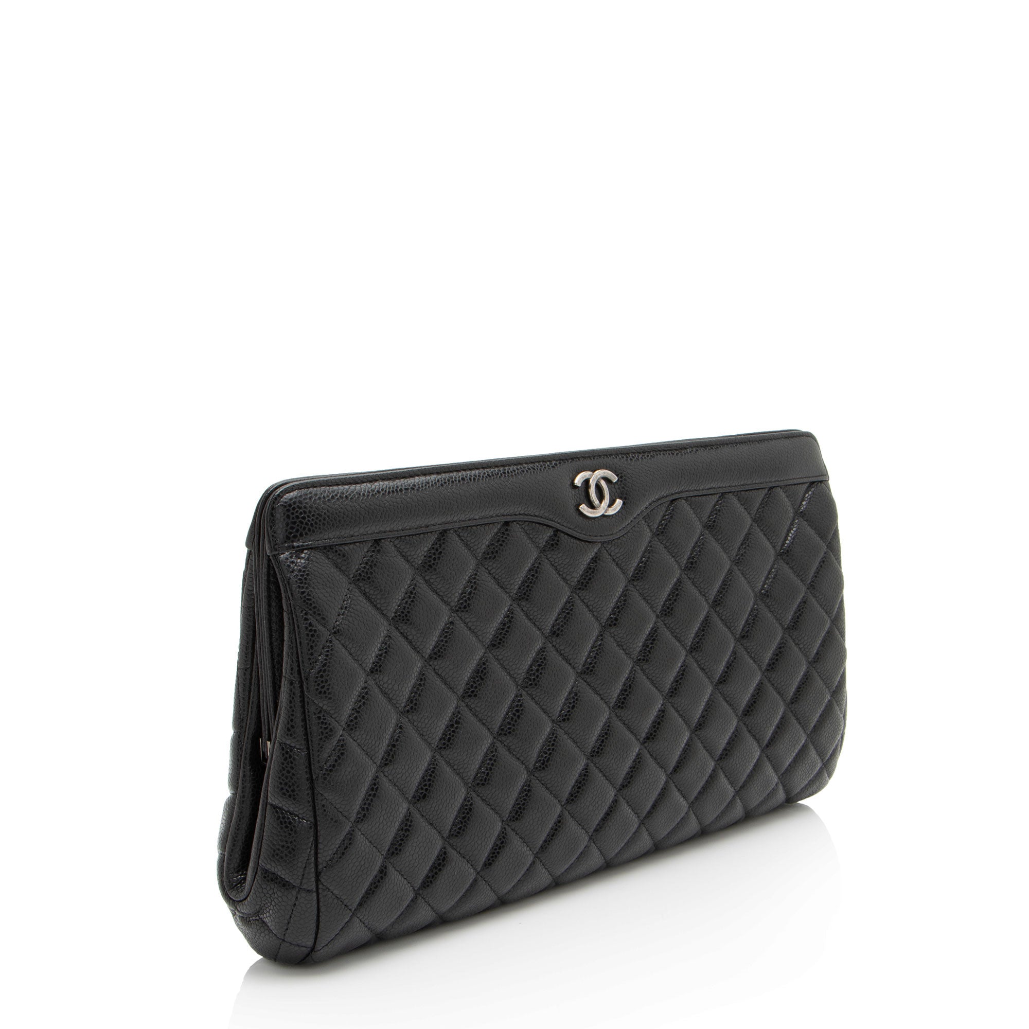 Chanel Caviar Leather CC Frame Clutch (SHF-sS7xNc)