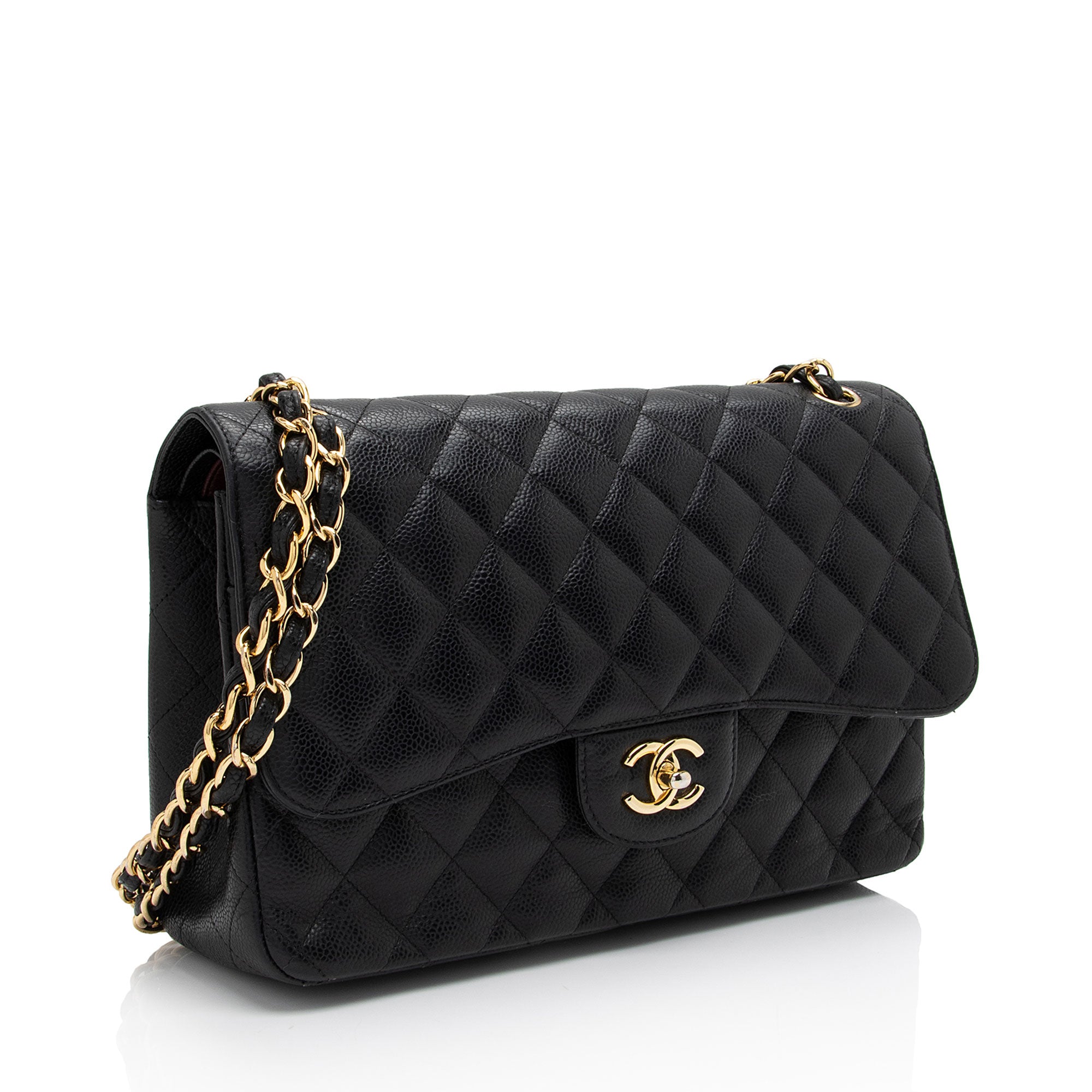 Chanel Caviar Leather Classic Jumbo Double Flap Bag (SHF-xAxzXd)