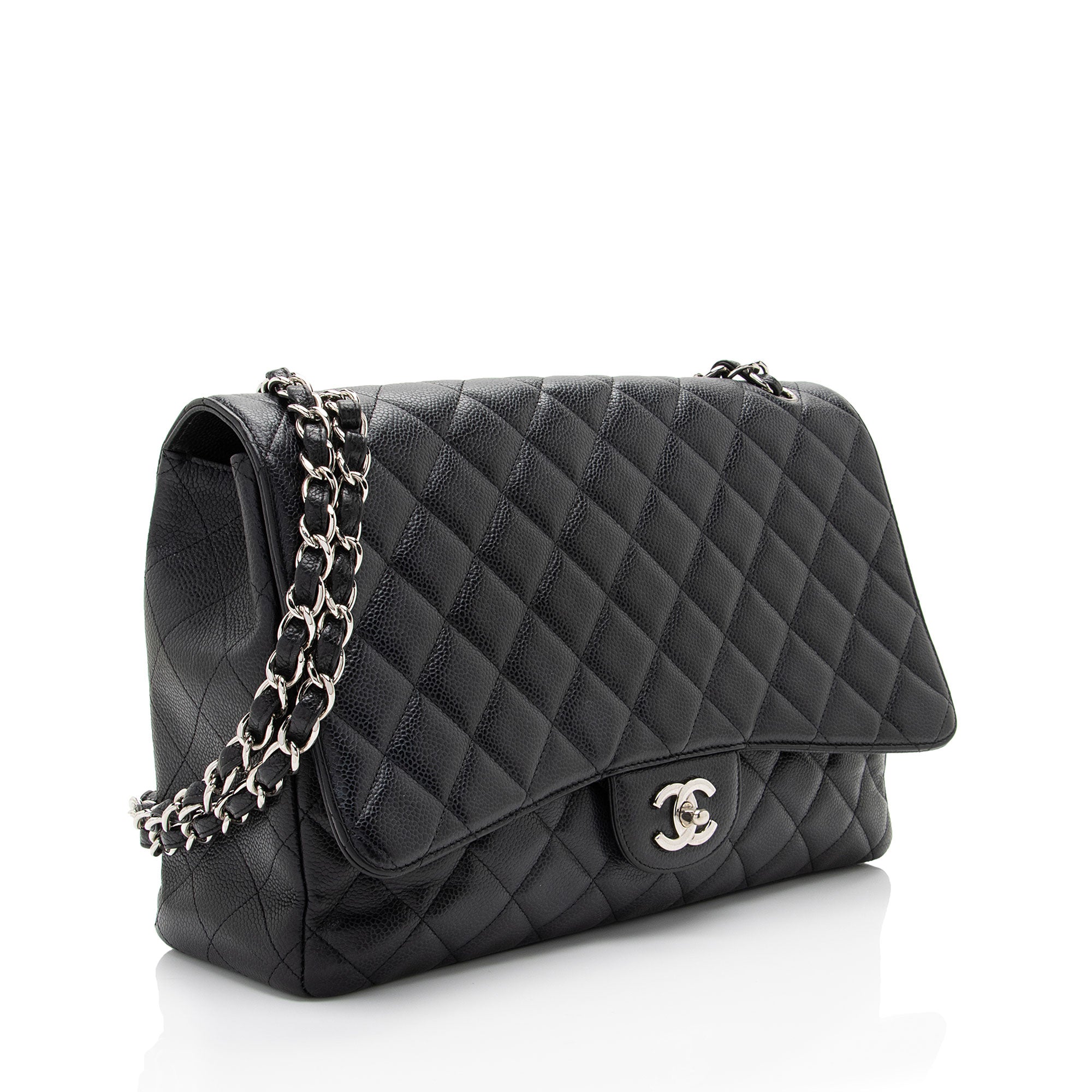 Chanel Caviar Leather Classic Maxi Single Flap Bag (SHF-tdUQSa)