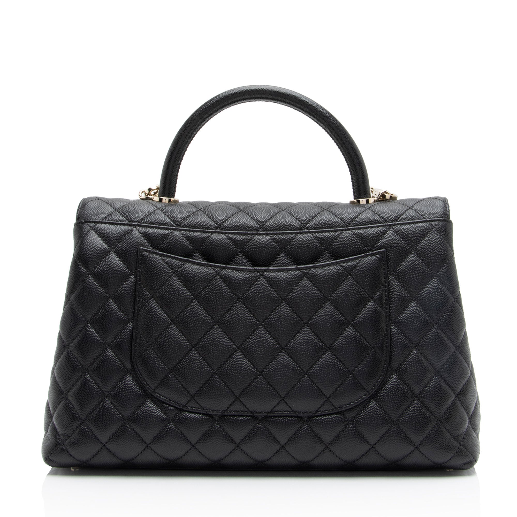 Chanel Caviar Leather Coco Top Handle Medium Flap Bag (SHF-xxvlCu)