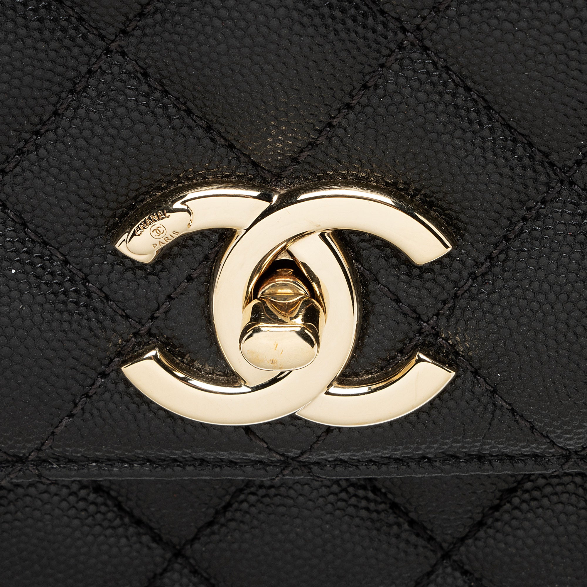 Chanel Caviar Leather Coco Top Handle Medium Flap Bag (SHF-xxvlCu)