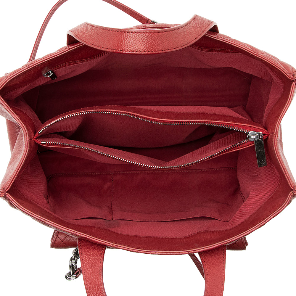 Chanel Caviar Leather Front Pocket Large Shopping Tote (SHF-22100)