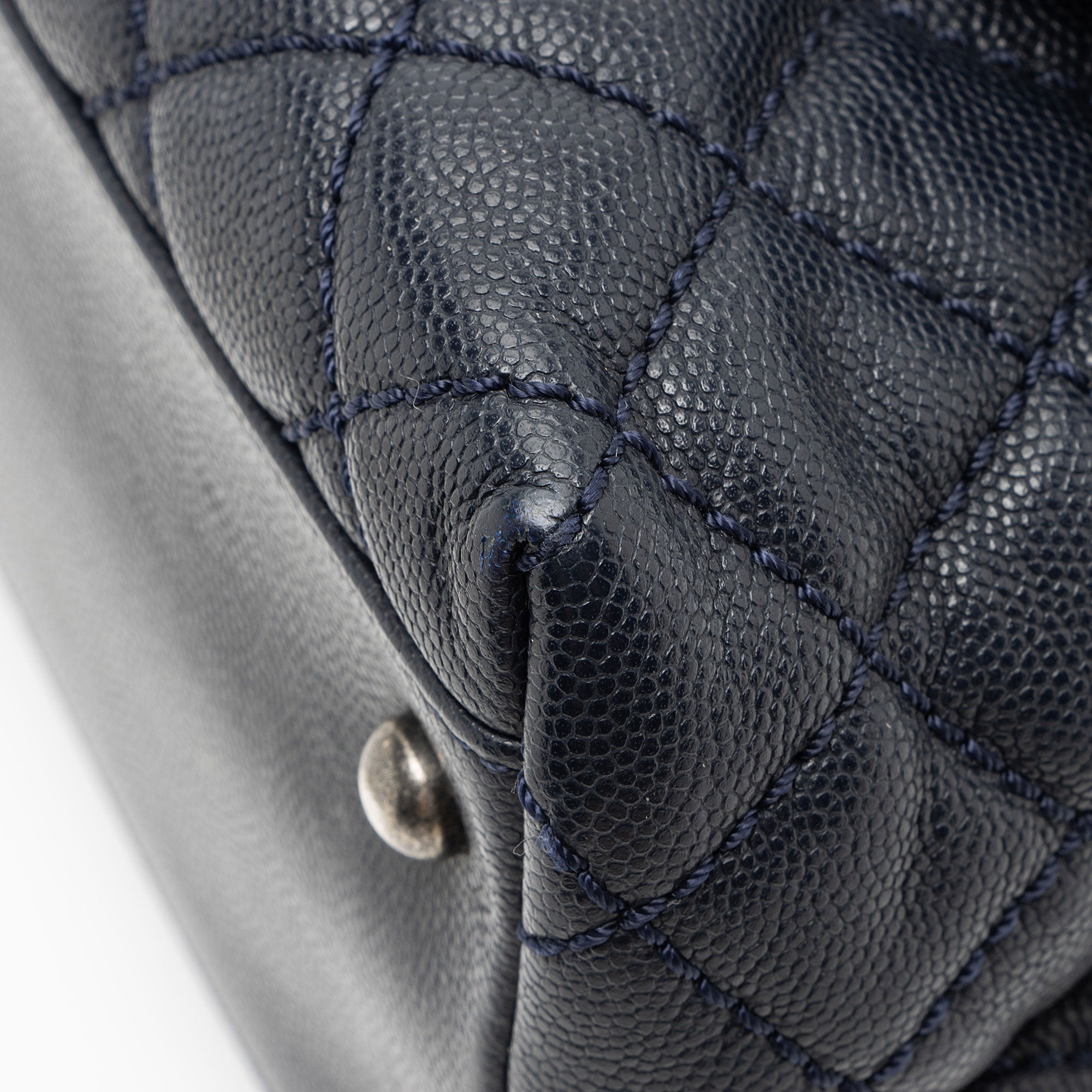 Chanel Caviar Leather Lizard Coco Small Top Handle