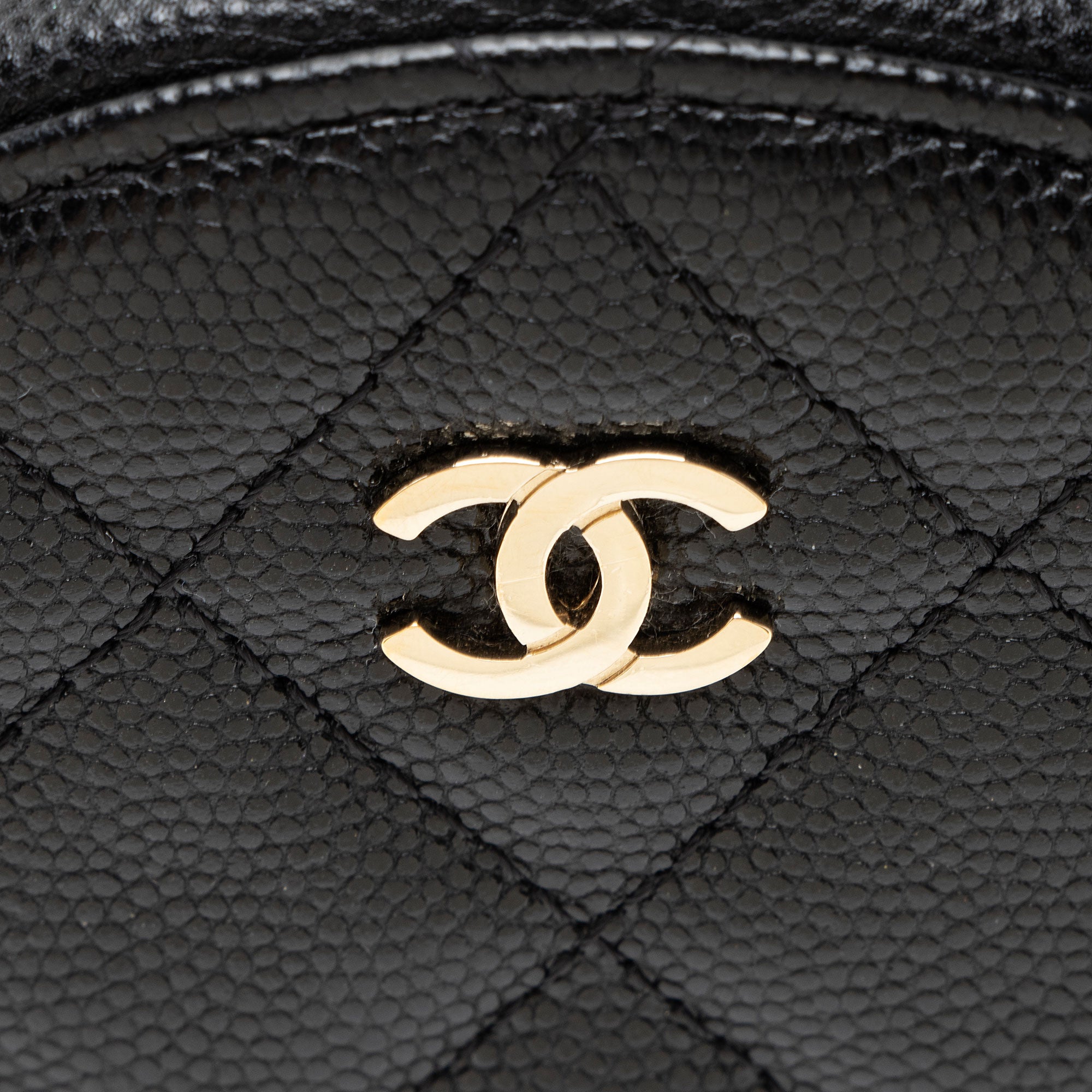 Chanel Caviar Leather Round Clutch with Chain