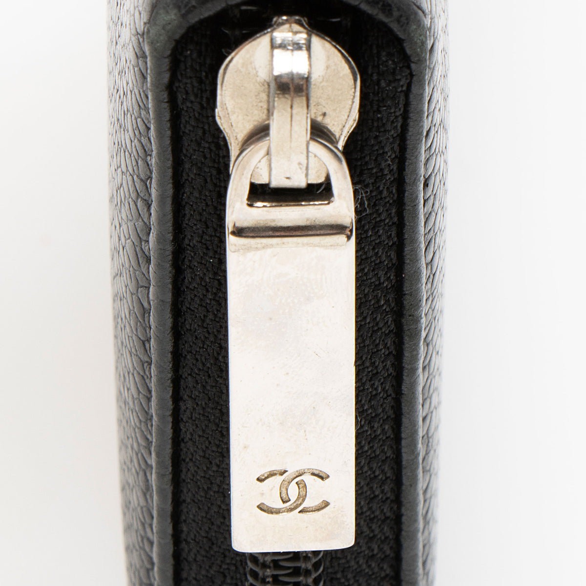 Chanel Caviar Leather Timeless Zip Around Wallet