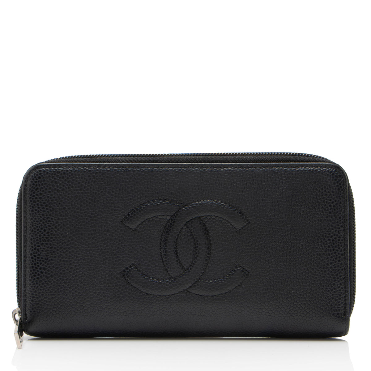 Chanel Caviar Leather Timeless Zip Around Wallet