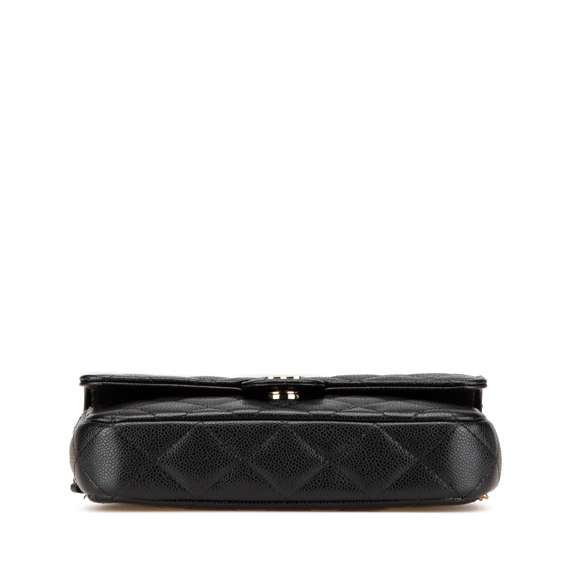 Chanel Caviar Quilted Phone Holder Wallet on Chain