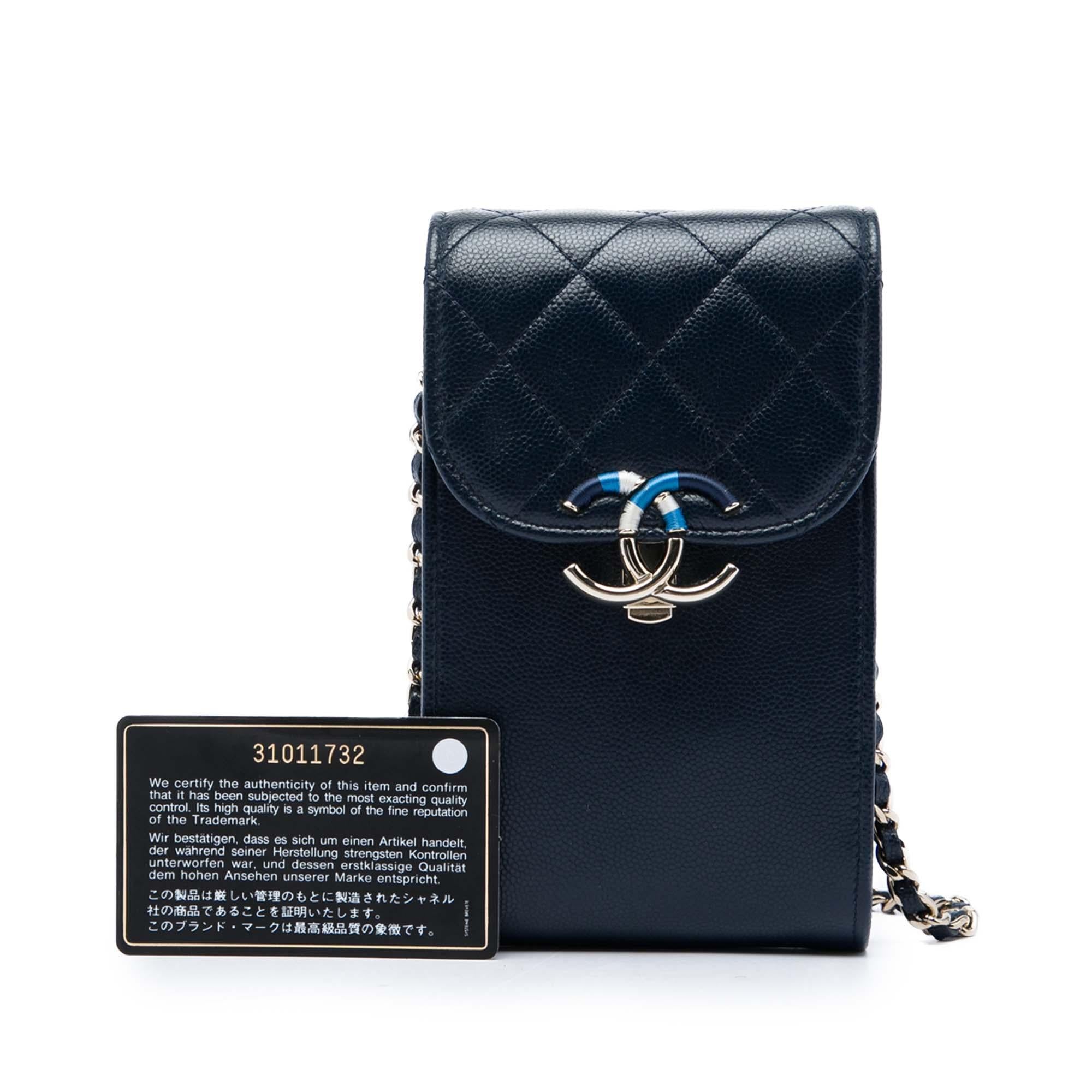 Chanel Caviar Thread Around Phone Holder with Chain
