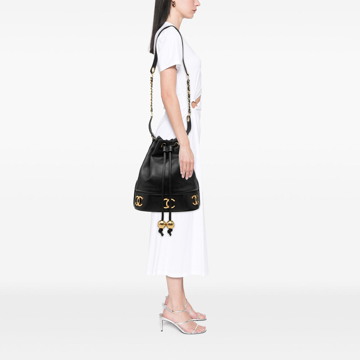 Chanel Caviar Triple CC Drawstring Bucket Bag