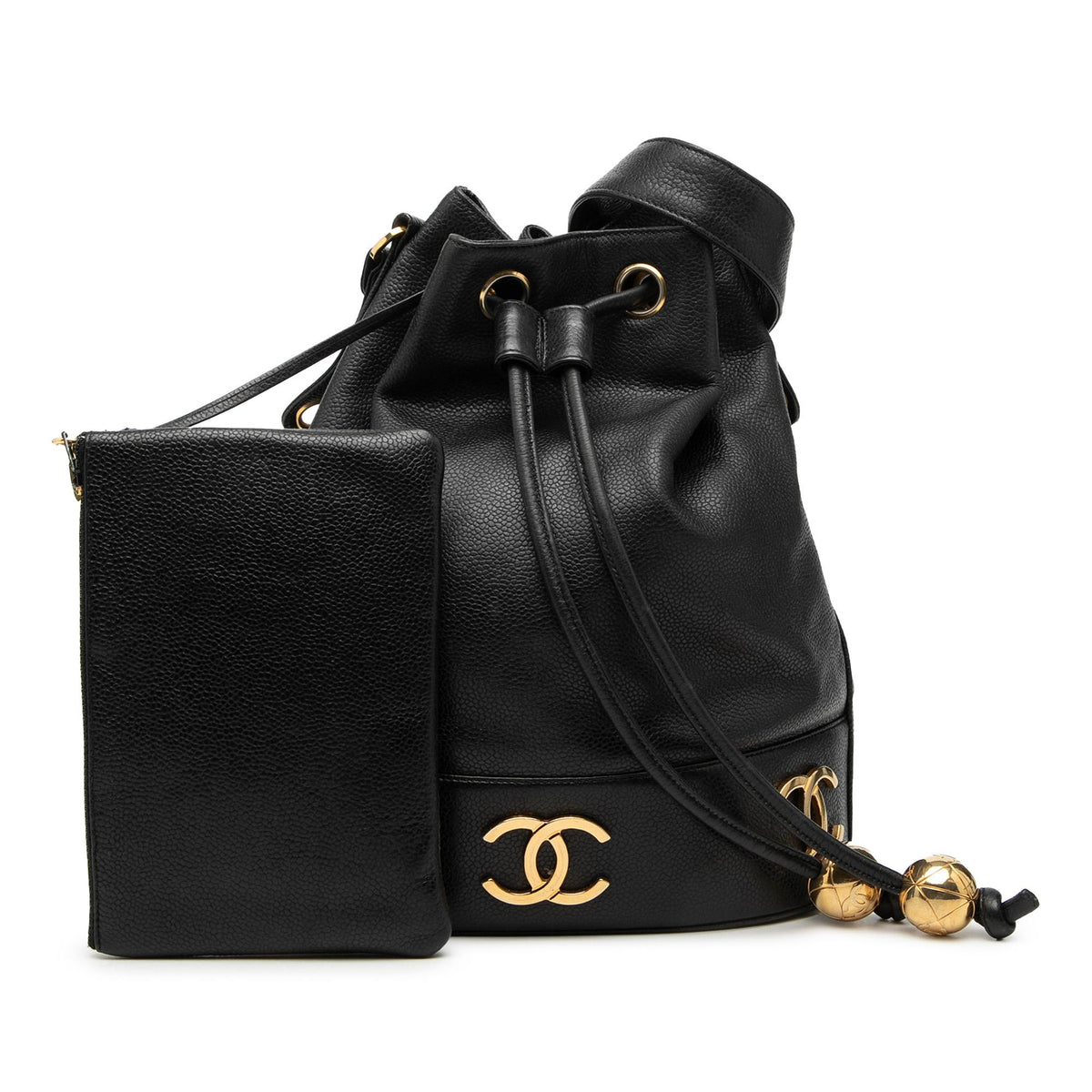 Chanel Caviar Triple CC Drawstring Bucket Bag
