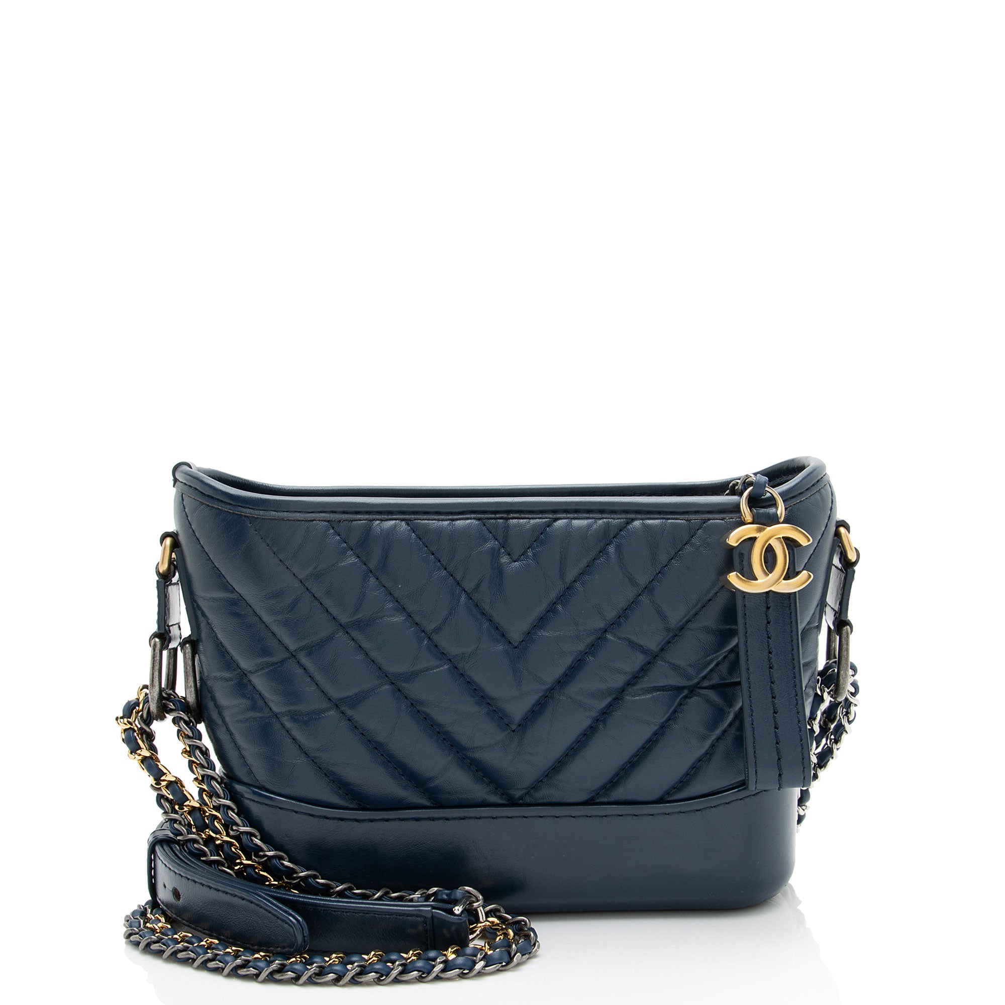 Chanel Chevron Aged Calfskin Gabrielle Small Hobo