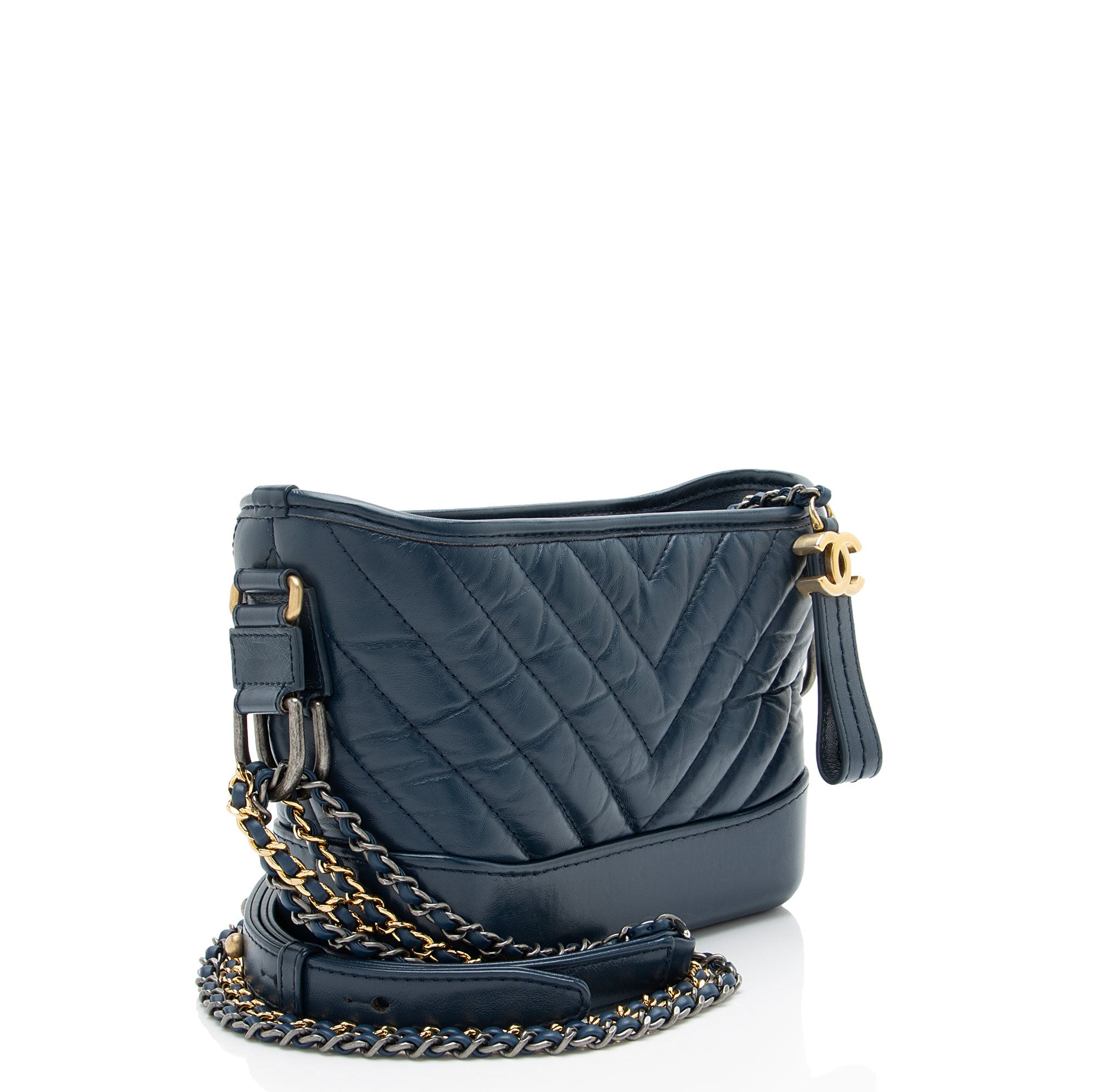 Chanel Chevron Aged Calfskin Gabrielle Small Hobo