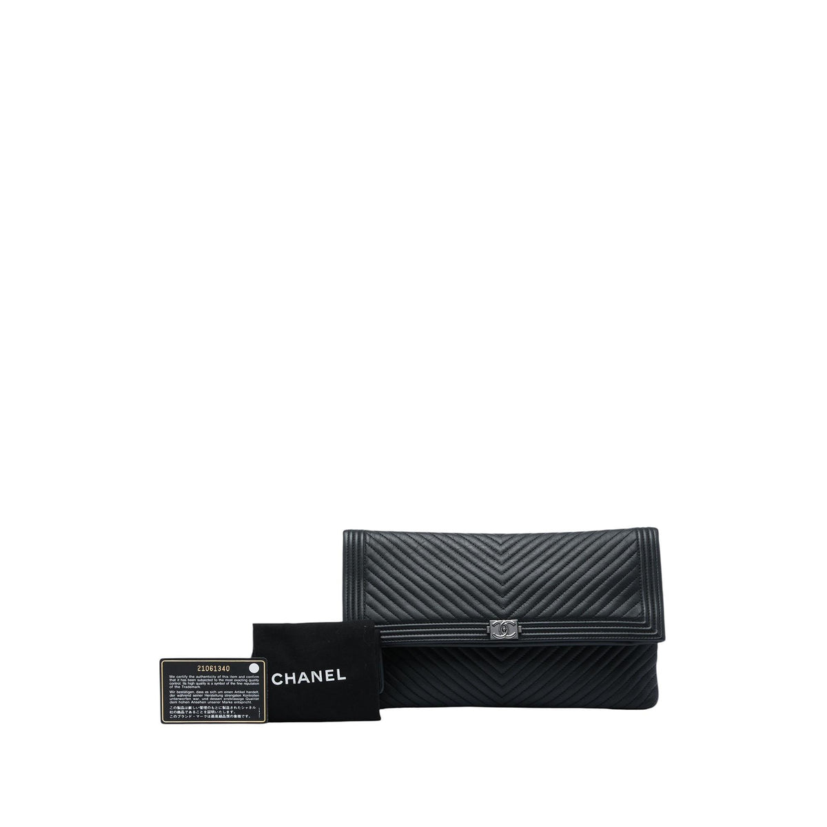 Chanel Chevron Calfskin CC Beauty Boy Foldover Clutch