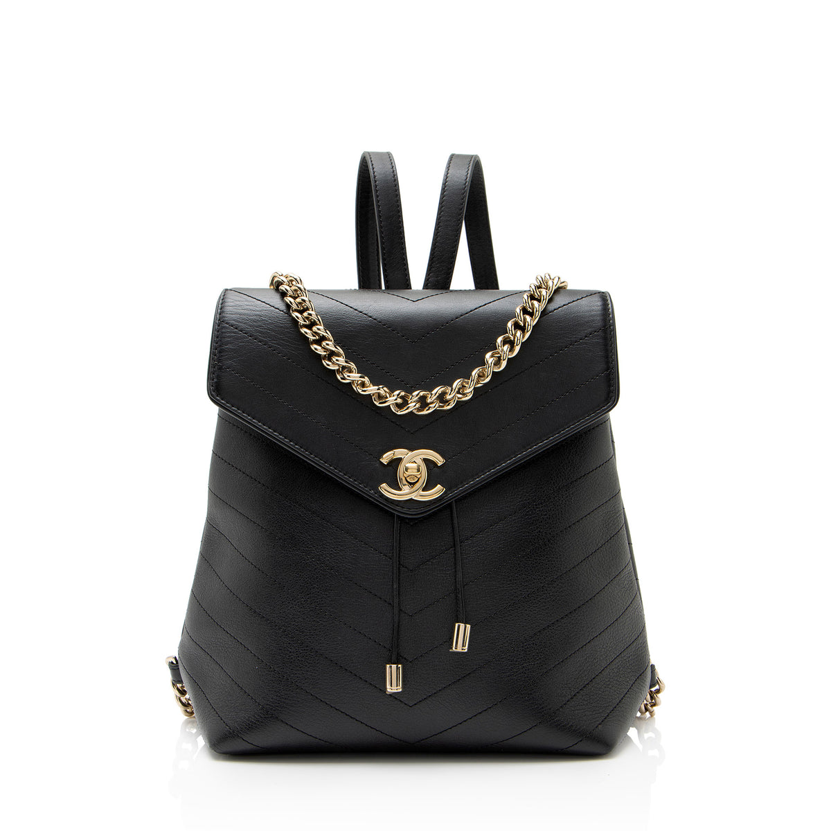 Chanel Chevron Grained Calfskin CC Backpack