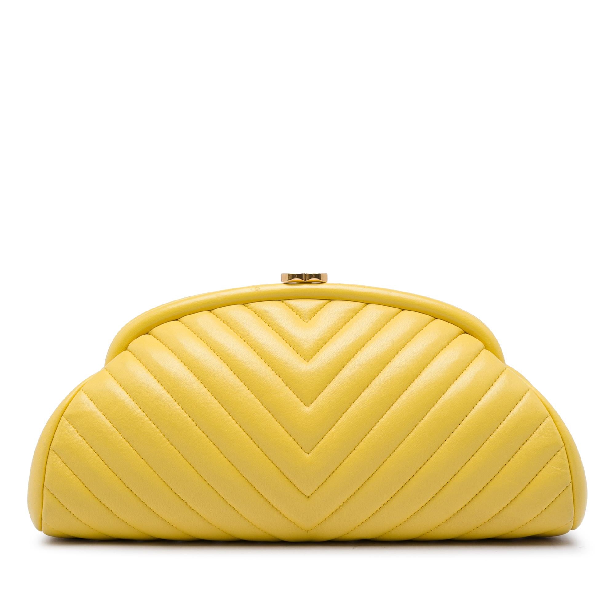 Chanel Chevron Lambskin Kisslock Clutch