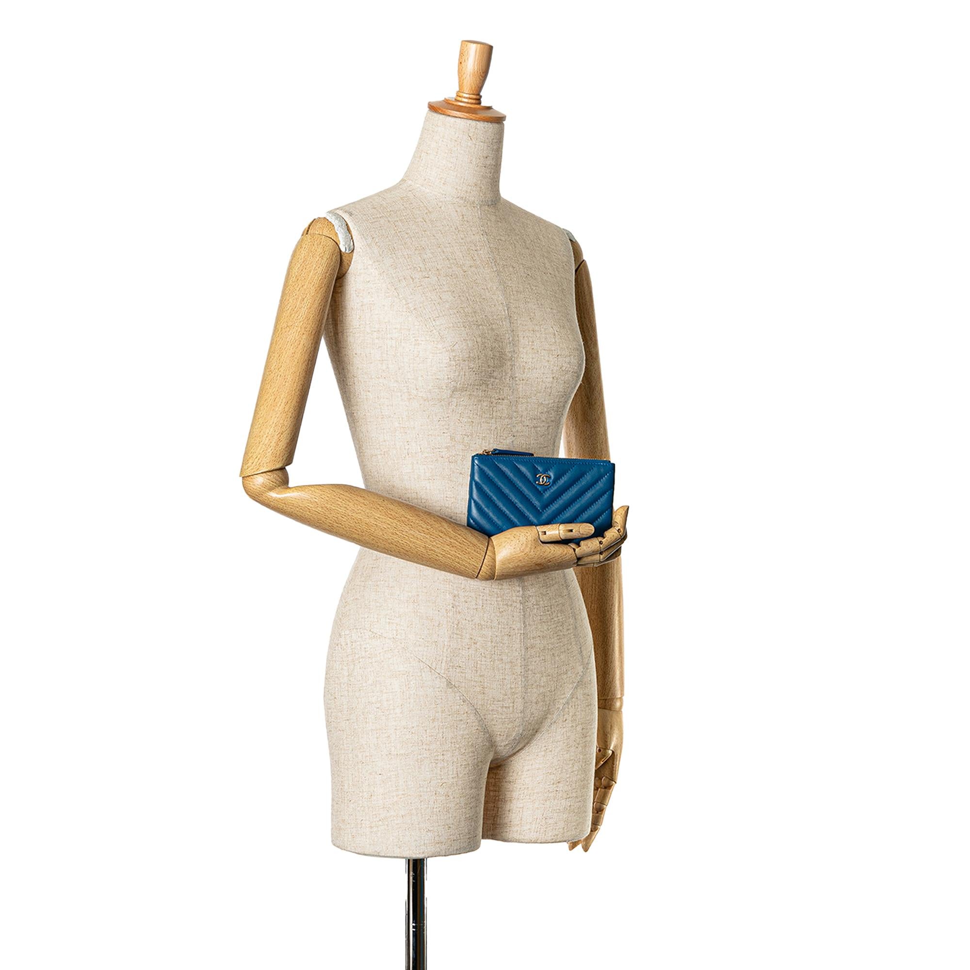 Chanel Chevron Lambskin O Case Pouch