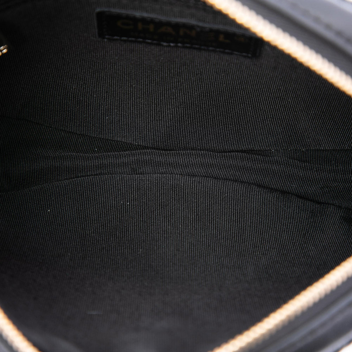 Chanel Chevron Lambskin Pleated Oval Camera Bag