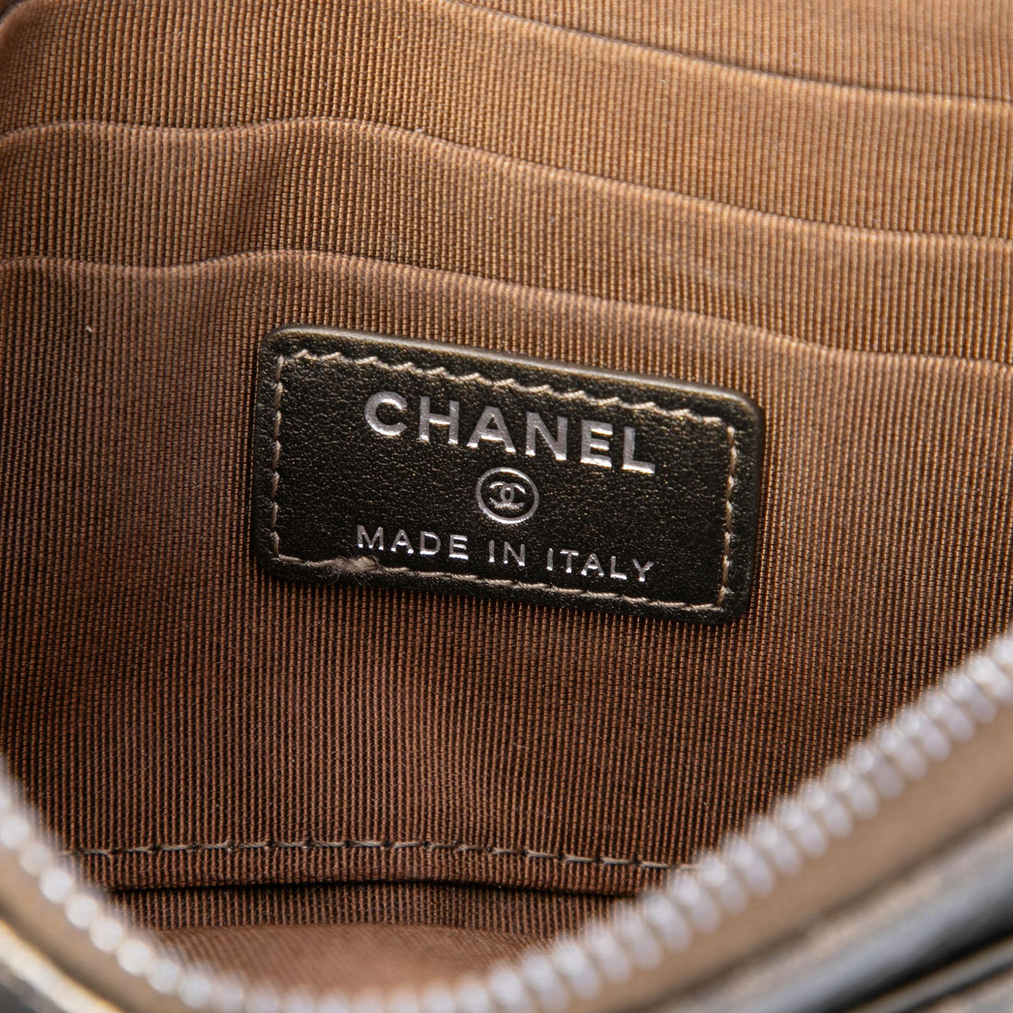 Chanel Chevron Metallic Aged Calfskin Gabrielle Zip Pouch