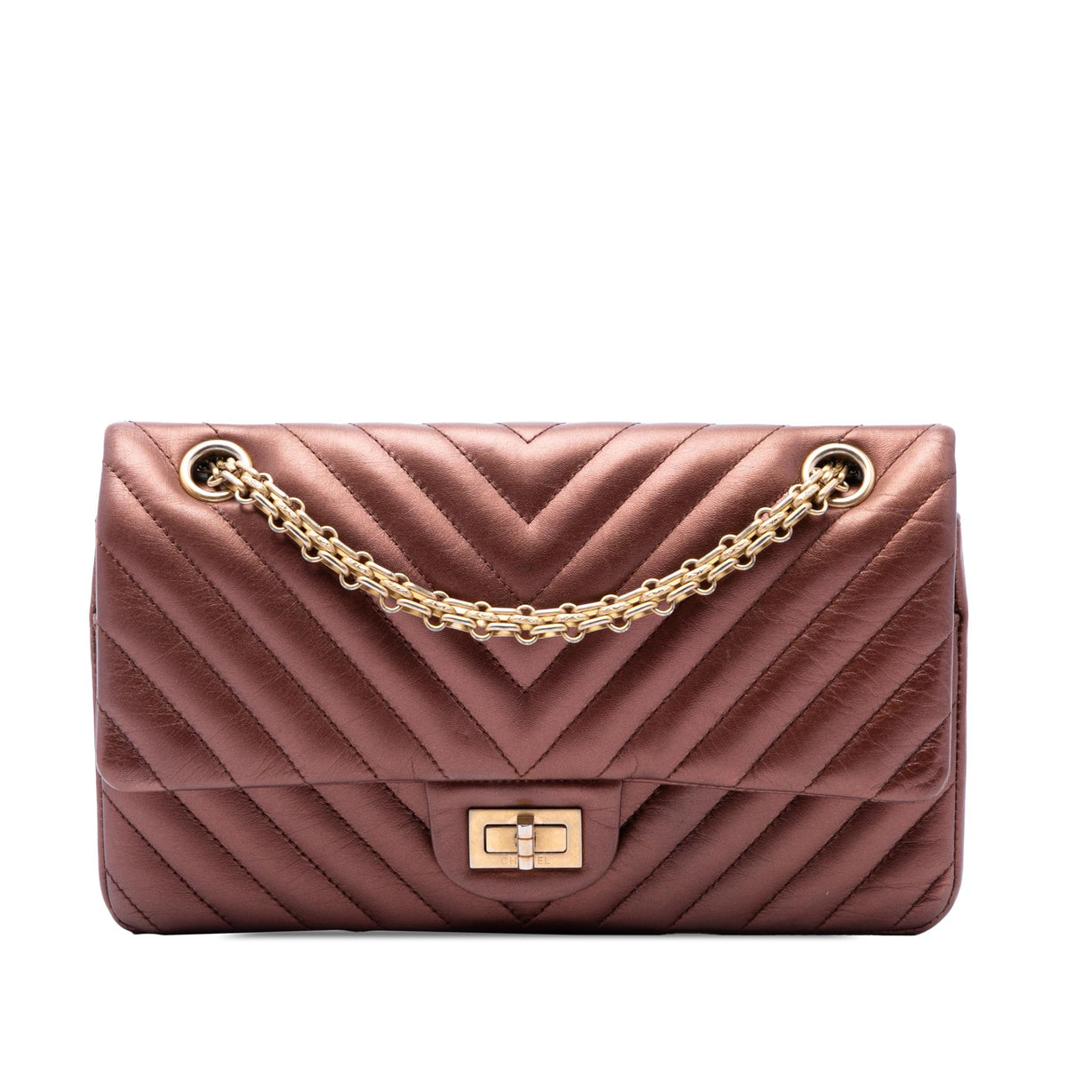 Chanel Chevron Metallic Aged Calfskin Reissue 2.55 Double Flap 225
