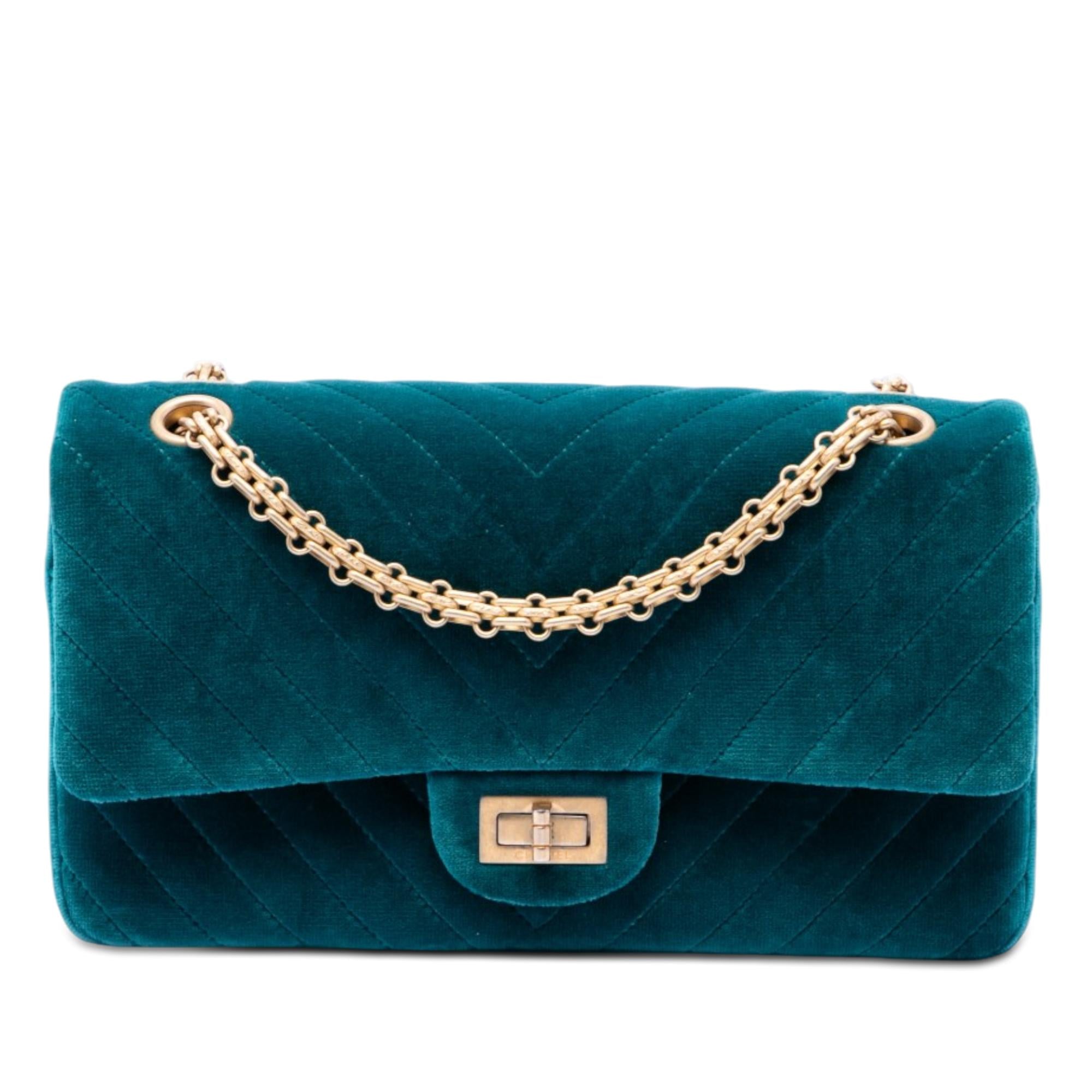 Chanel Chevron Velvet Reissue 2.55 Double Flap 225