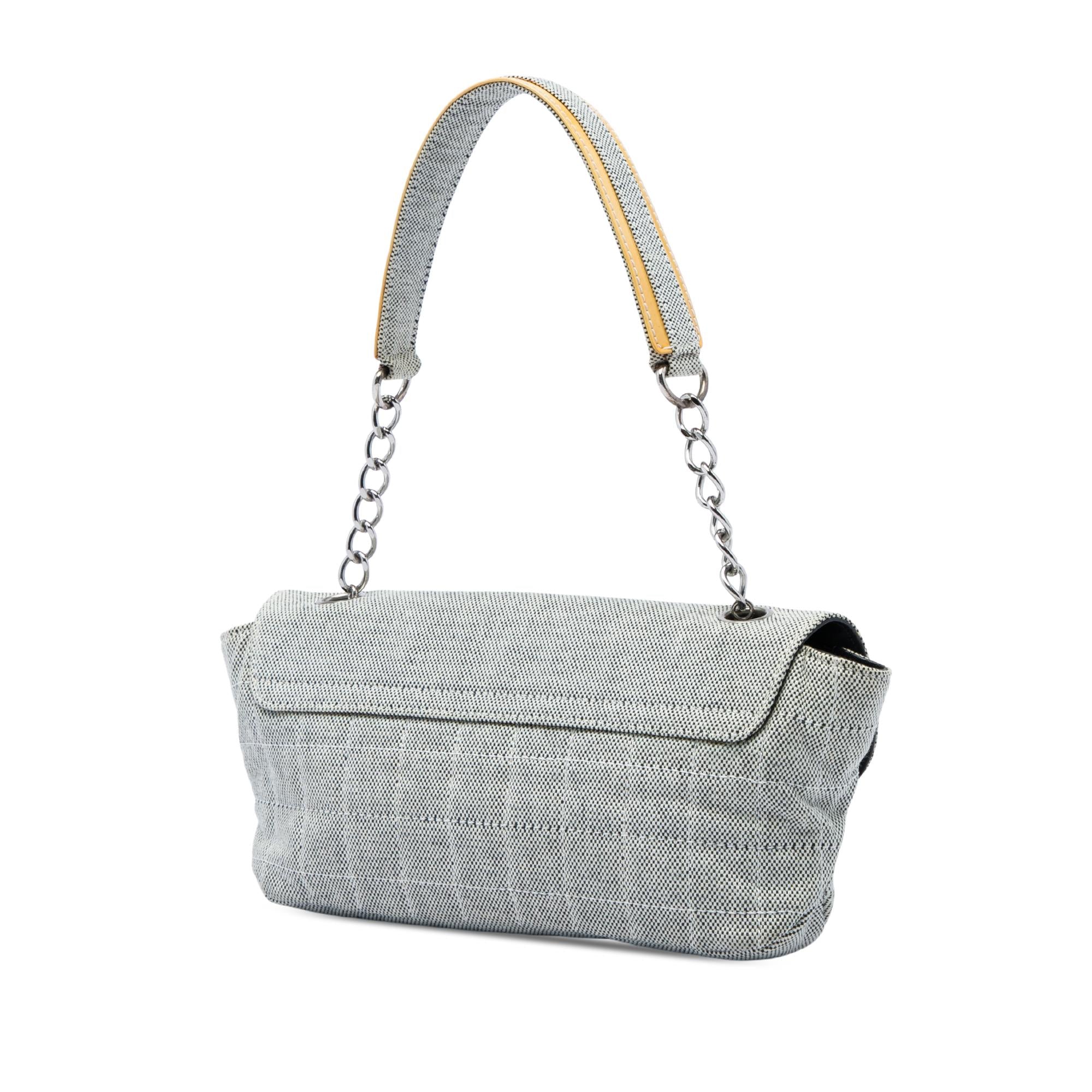 Chanel Choco Bar Canvas Camellia CC No. 5 Flap Handbag