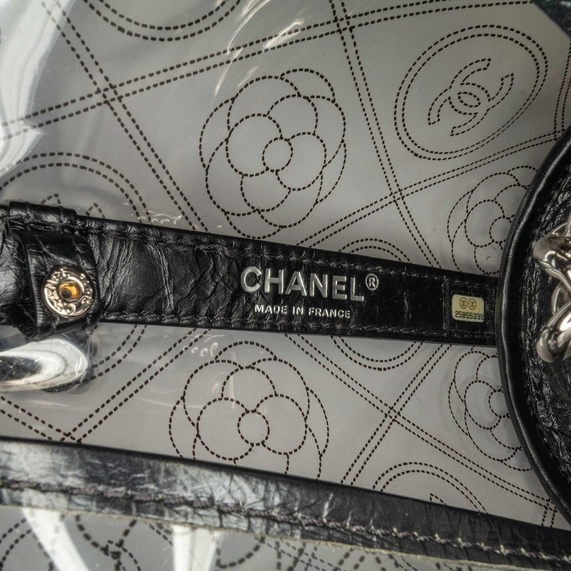 Chanel Crumpled Calfskin PVC Camellia Bucket