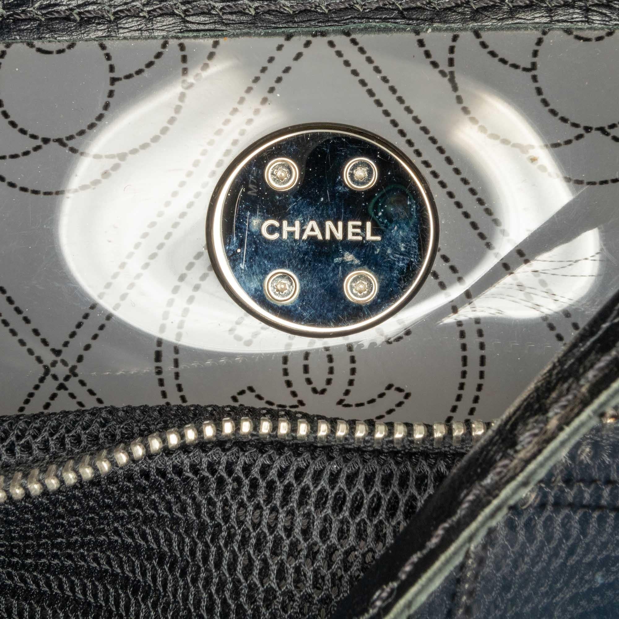 Chanel Crumpled Calfskin PVC Camellia Bucket