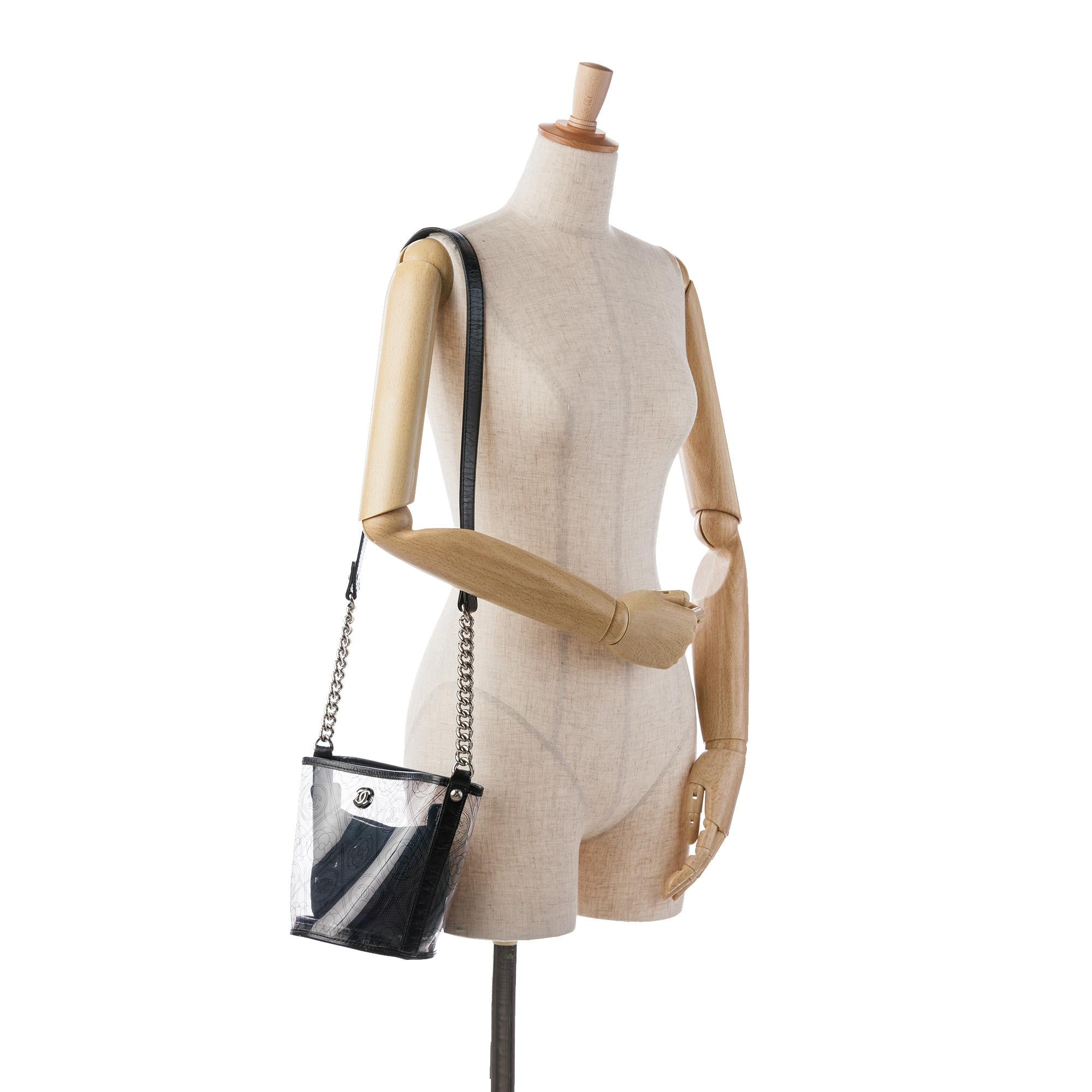 Chanel Crumpled Calfskin PVC Camellia Bucket