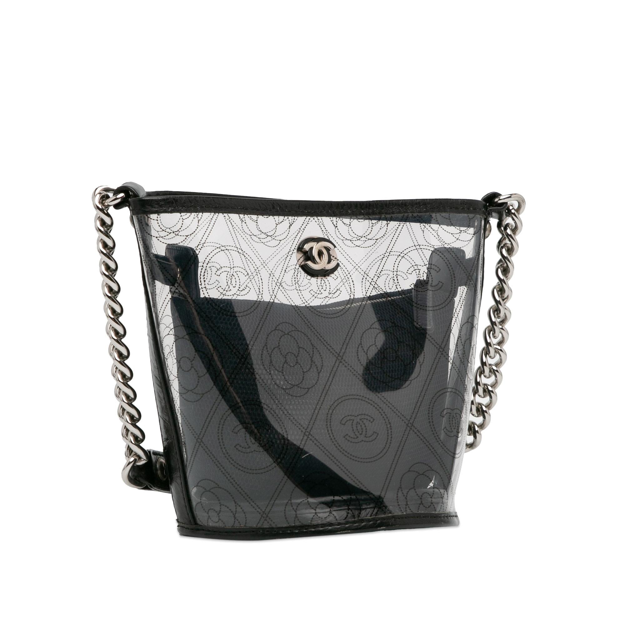 Chanel Crumpled Calfskin PVC Camellia Bucket