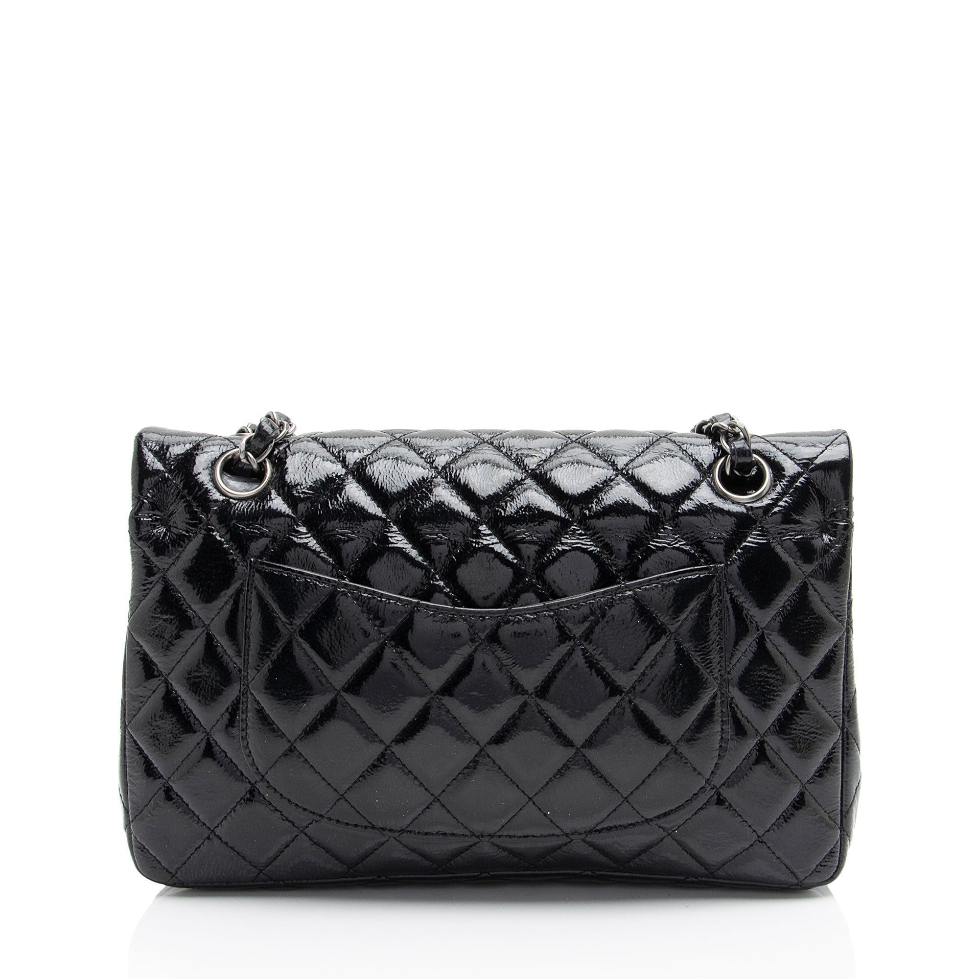 Chanel Crumpled Patent Leather Classic Medium Double Flap Bag