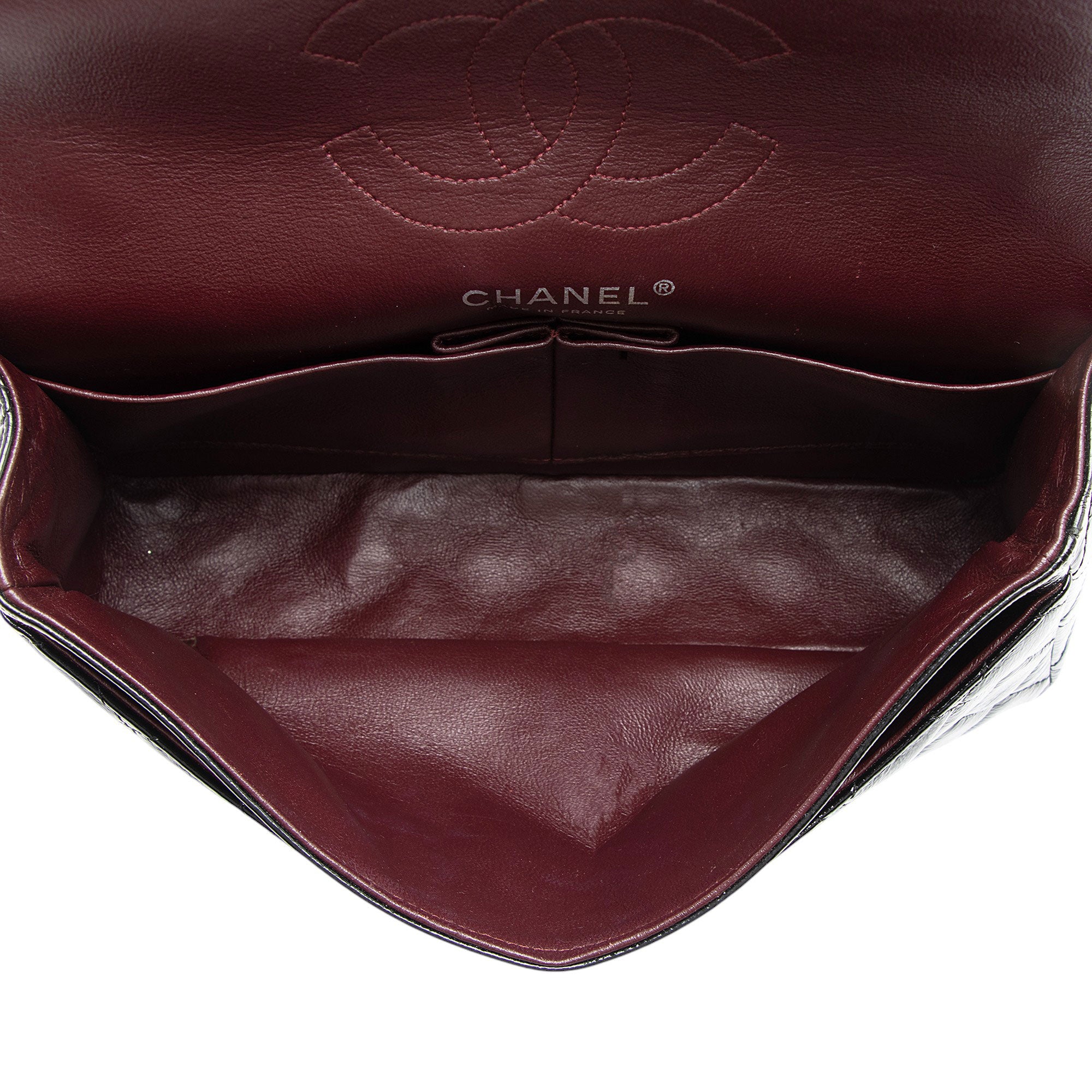 Chanel Crumpled Patent Leather Classic Medium Double Flap Bag