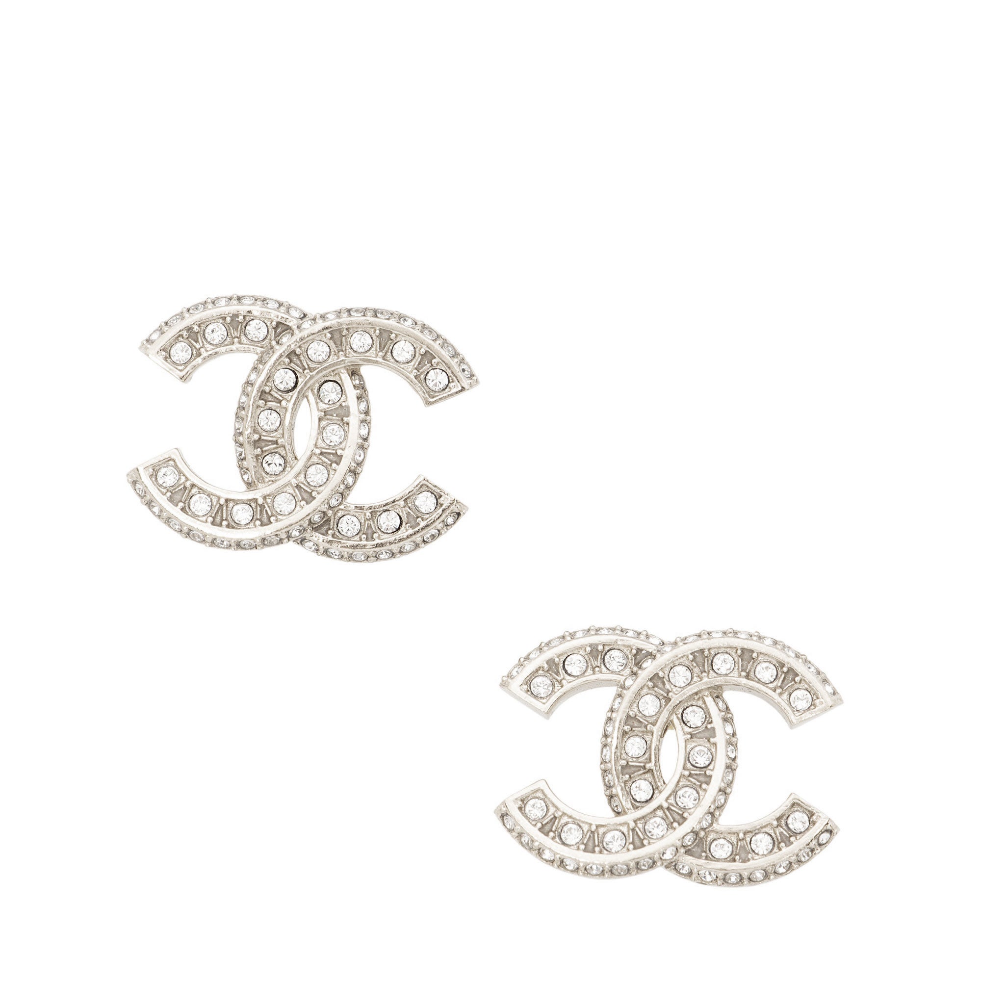 Chanel Crystal CC Stud Earrings