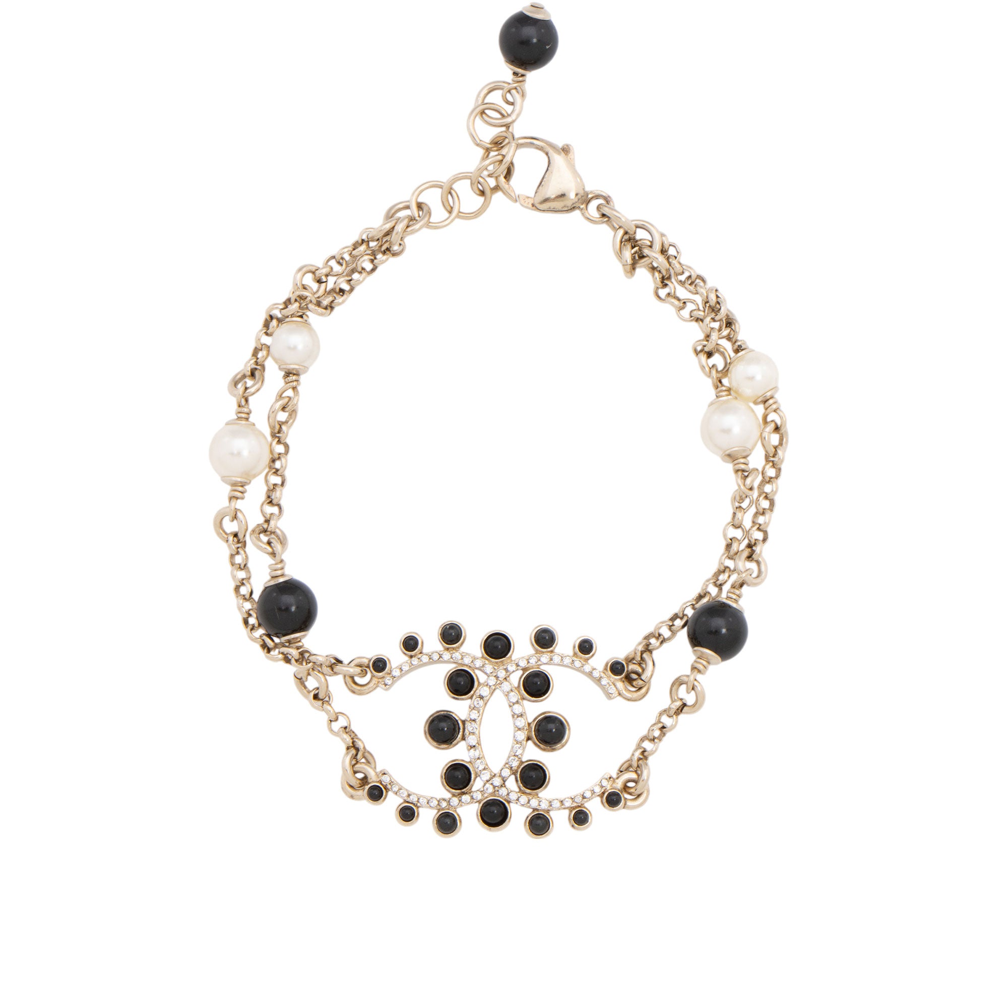 Chanel Crystal Pearl CC Bracelet (SHF-I2oyw1)