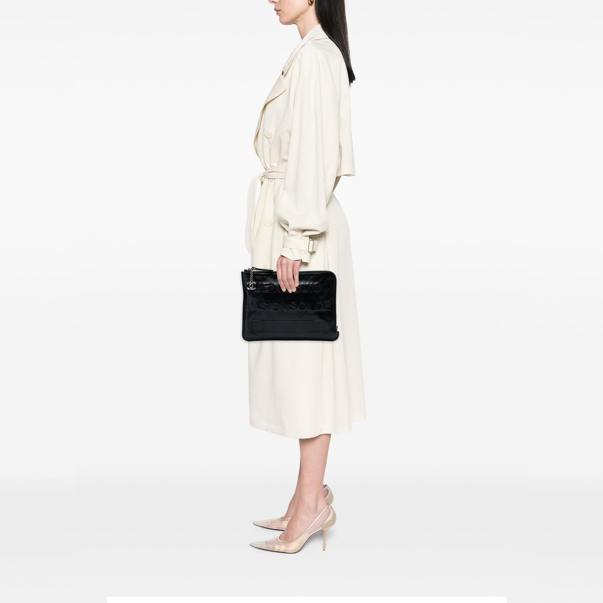 Chanel Distressed Calfskin Je Ne Suis Pas En Solde Clutch