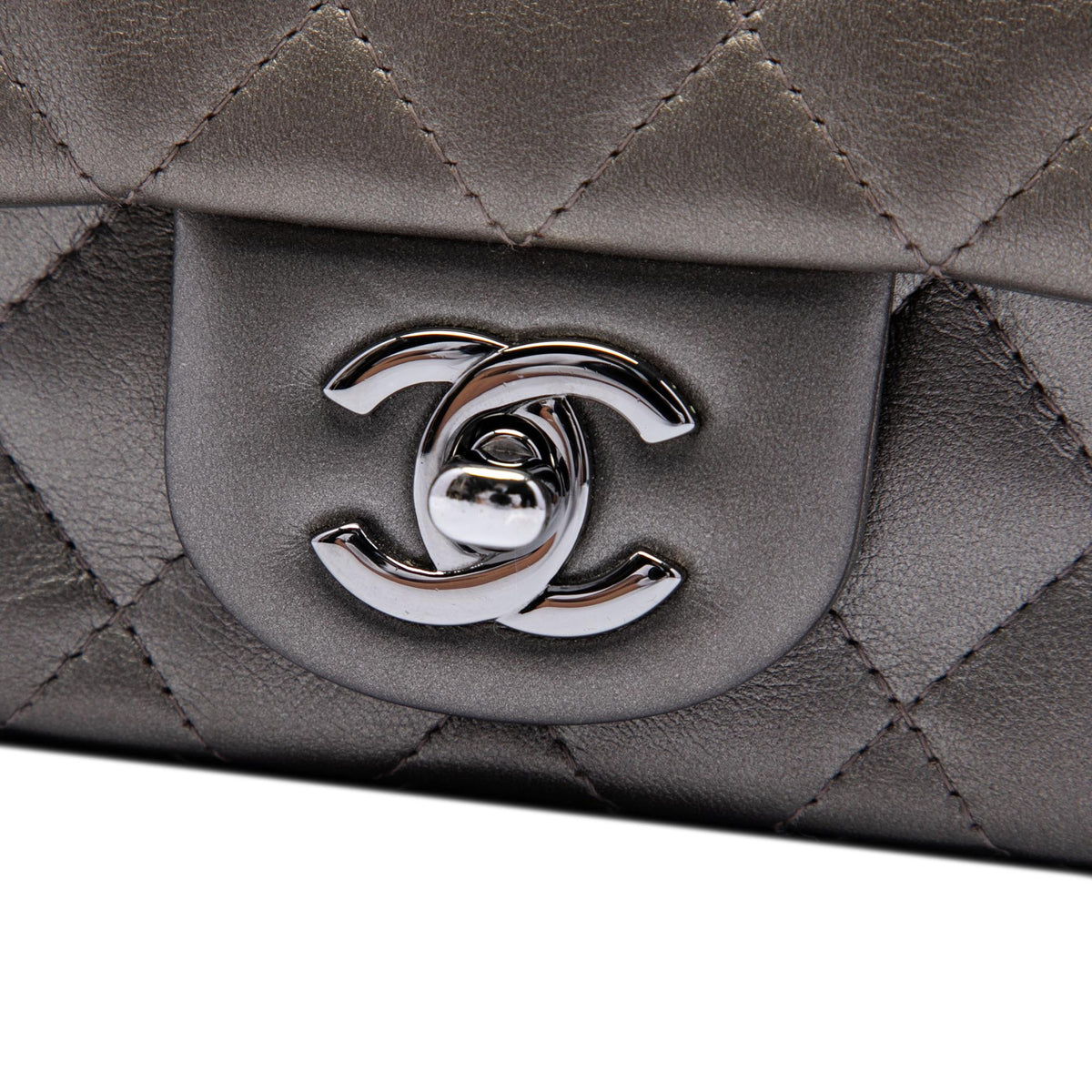 Chanel Extra Mini Rectangular Classic Metallic Lambskin Single Flap