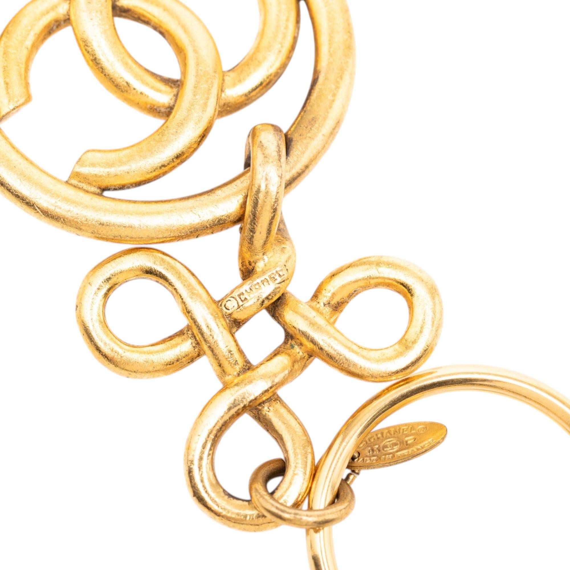 Chanel Gold Plated CC Medallion Key Ring Bag Charm