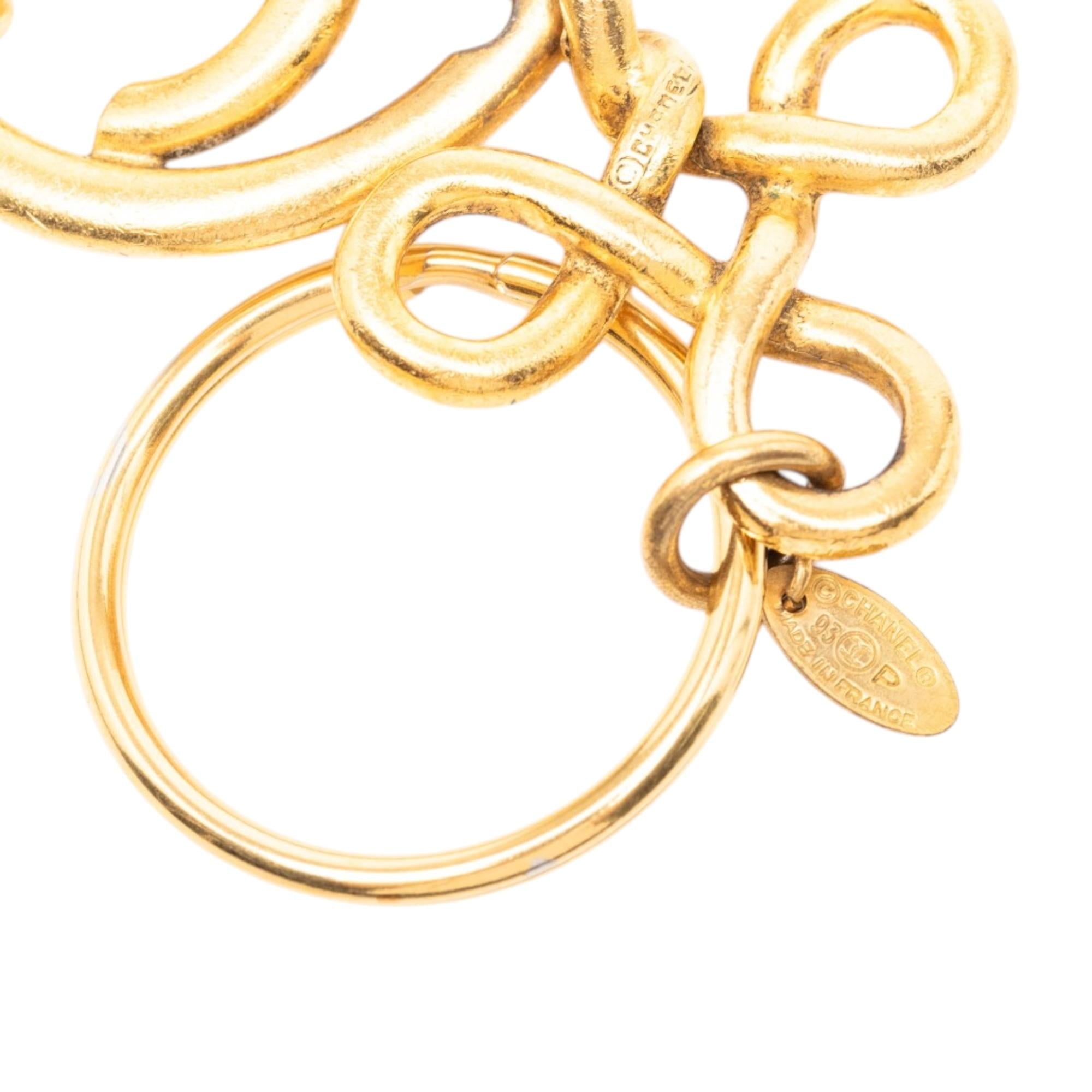 Chanel Gold Plated CC Medallion Key Ring Bag Charm