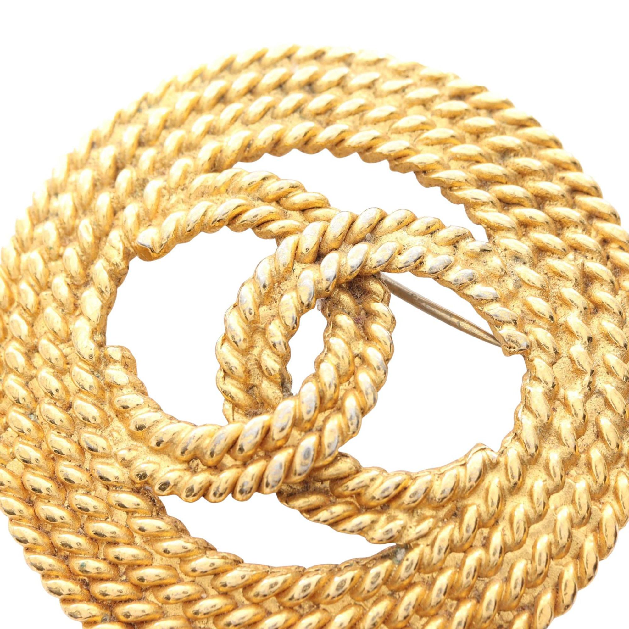 Chanel Gold Plated CC Rope Brooch