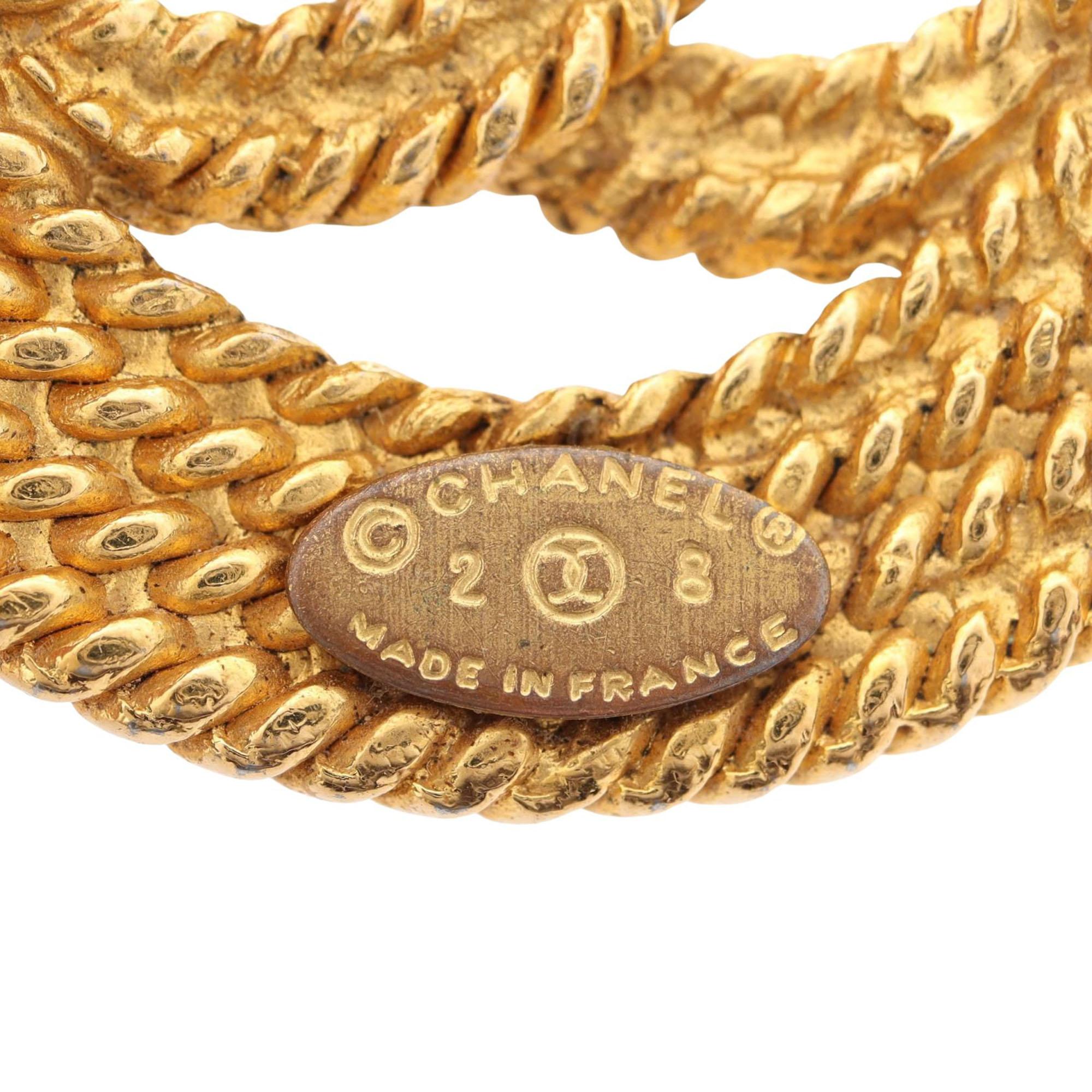 Chanel Gold Plated CC Rope Brooch
