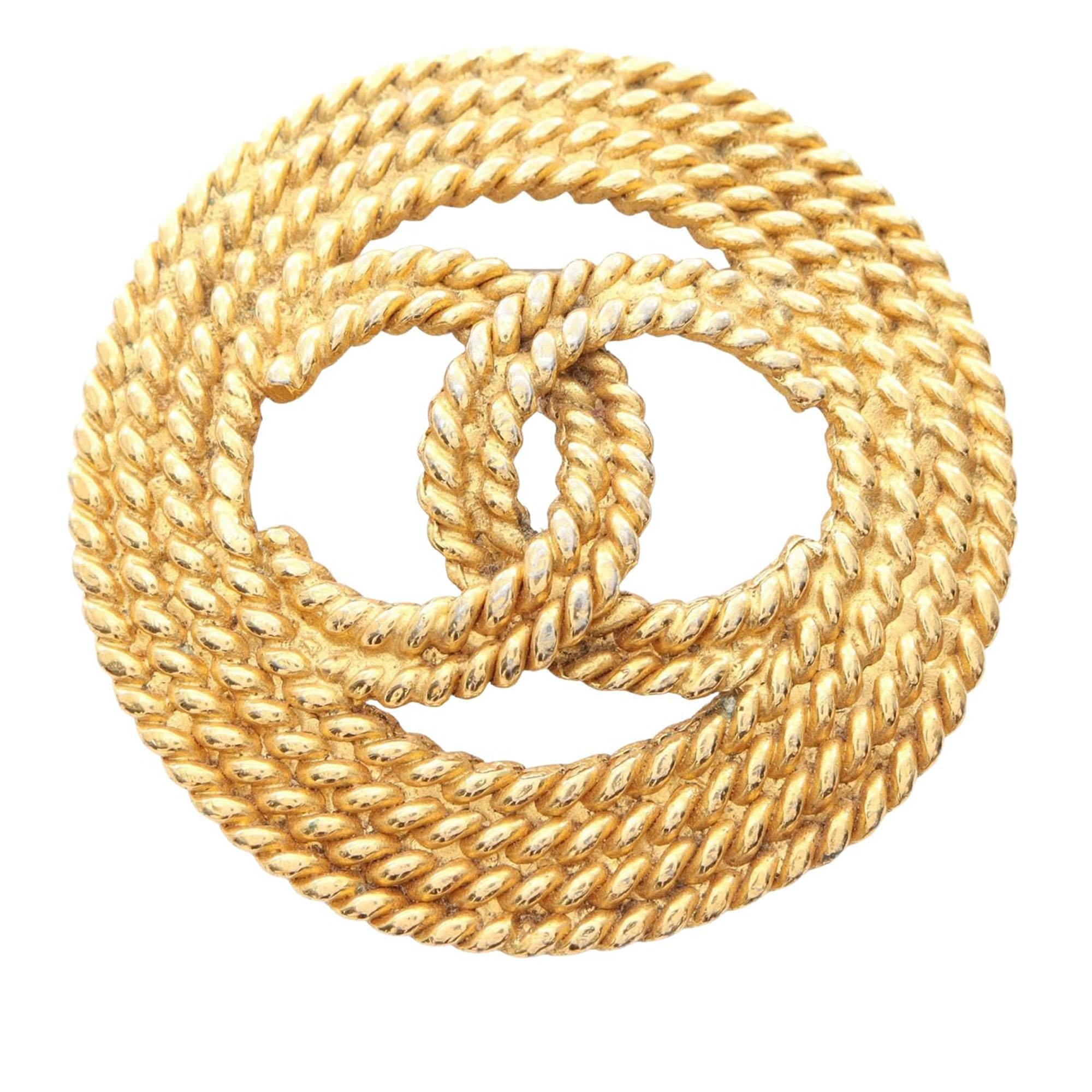 Chanel Gold Plated CC Rope Brooch