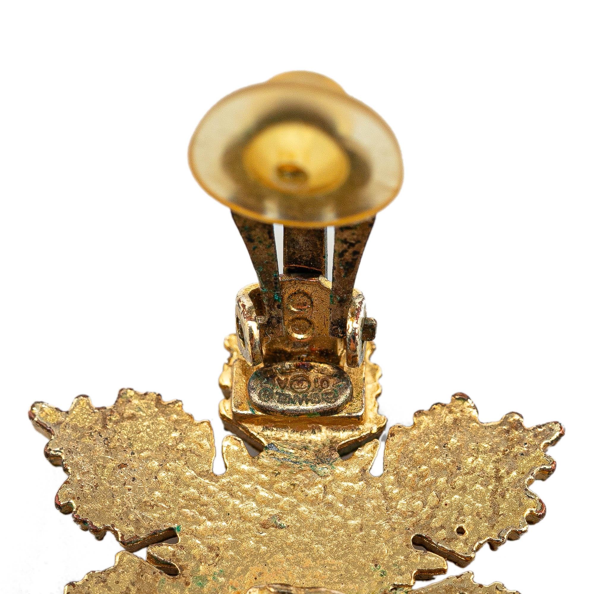 Chanel Gold Plated CC Snowflake Clip On Earrings