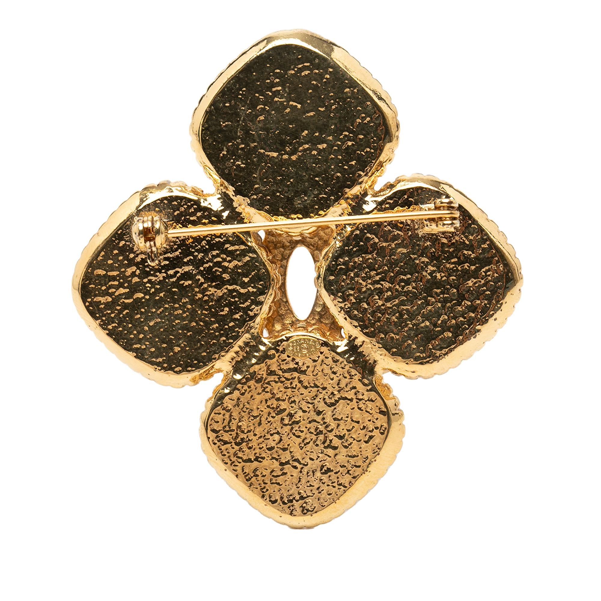 Chanel Gold Plated Coco Mark Flower Brooch