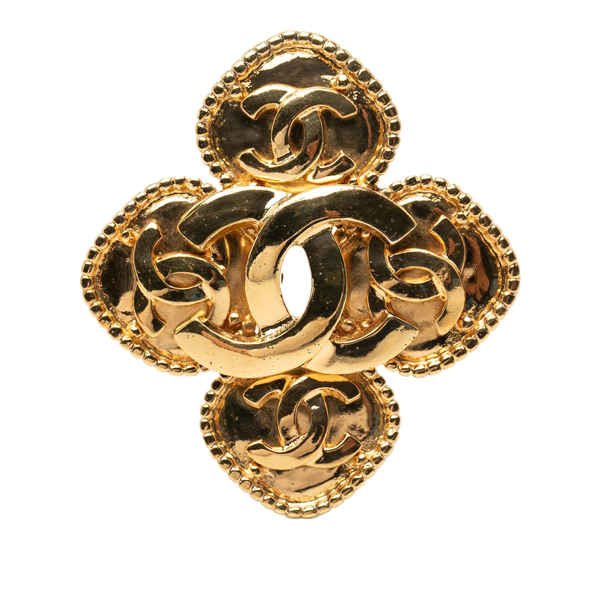 Chanel Gold Plated Coco Mark Flower Brooch