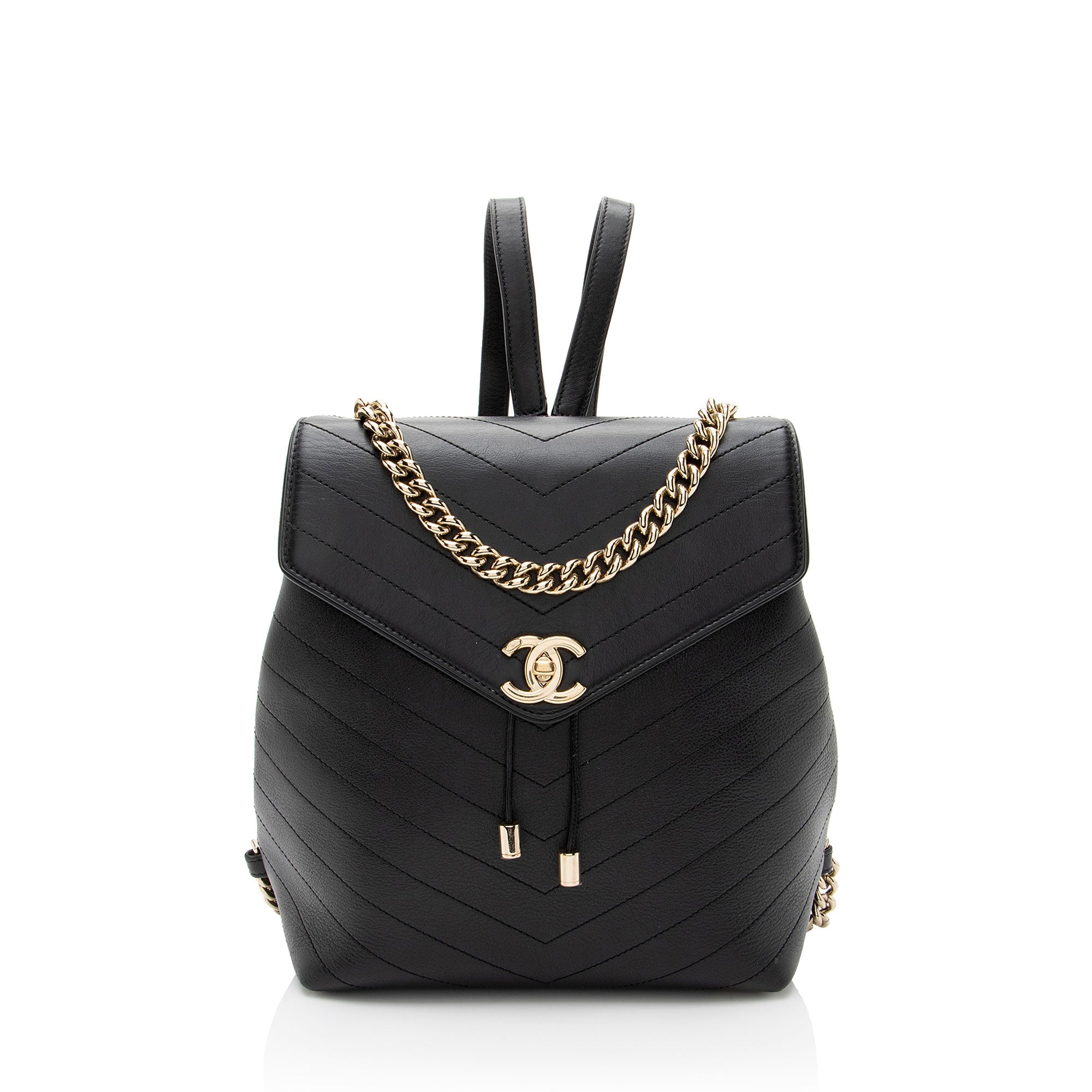 Chanel Chevron Grained Calfskin CC Backpack