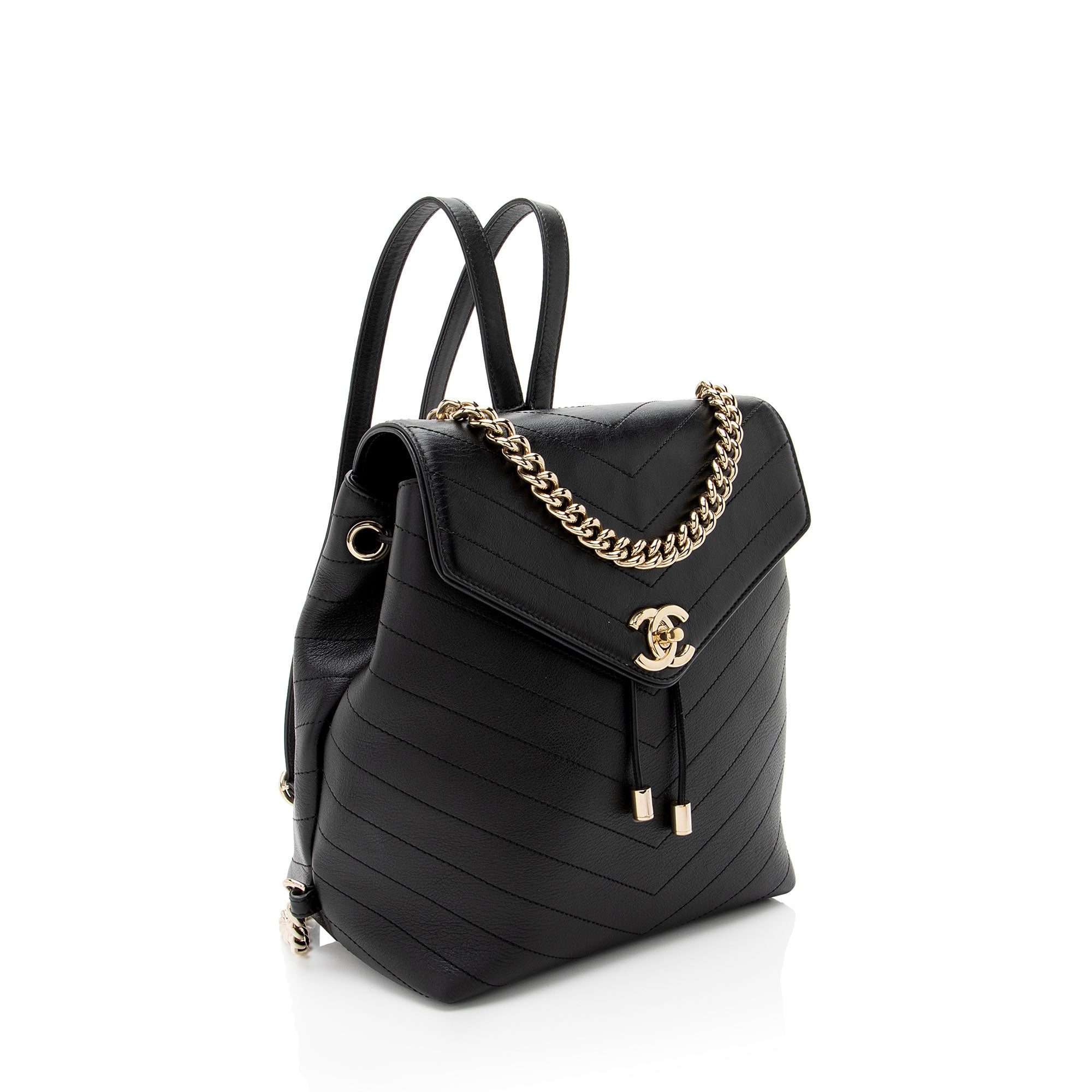 Chanel Chevron Grained Calfskin CC Backpack