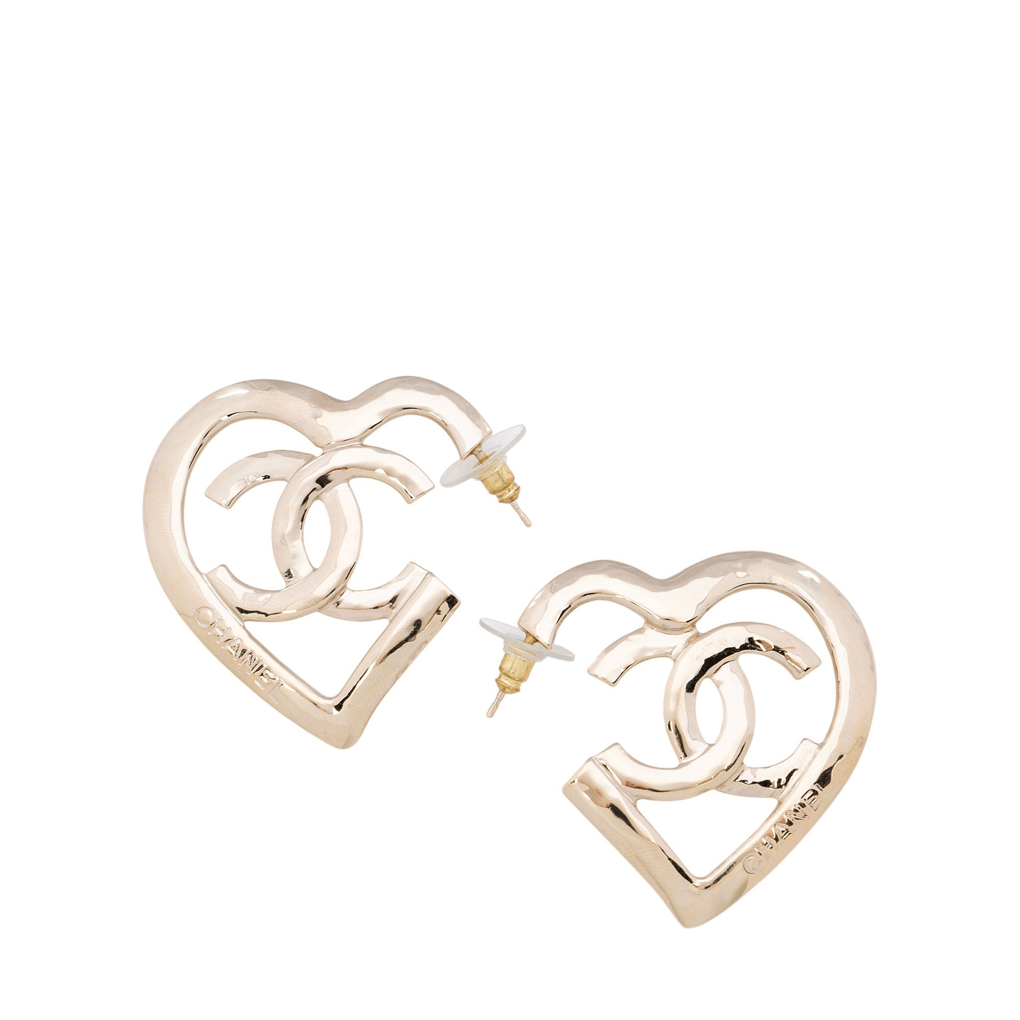 Chanel Coco In Love Heart Hoop Earrings